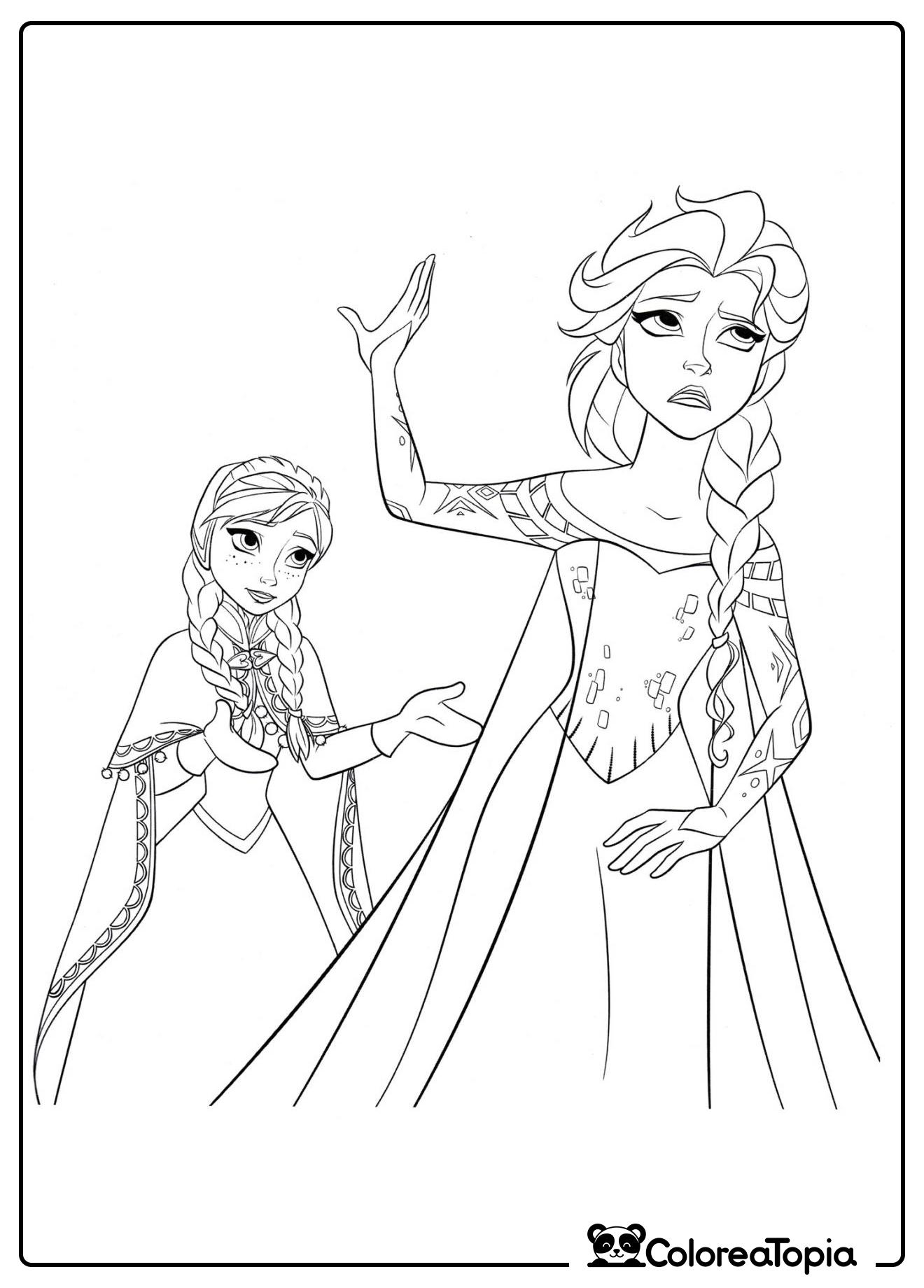 Anna le pide a Elsa - dibujo para colorear