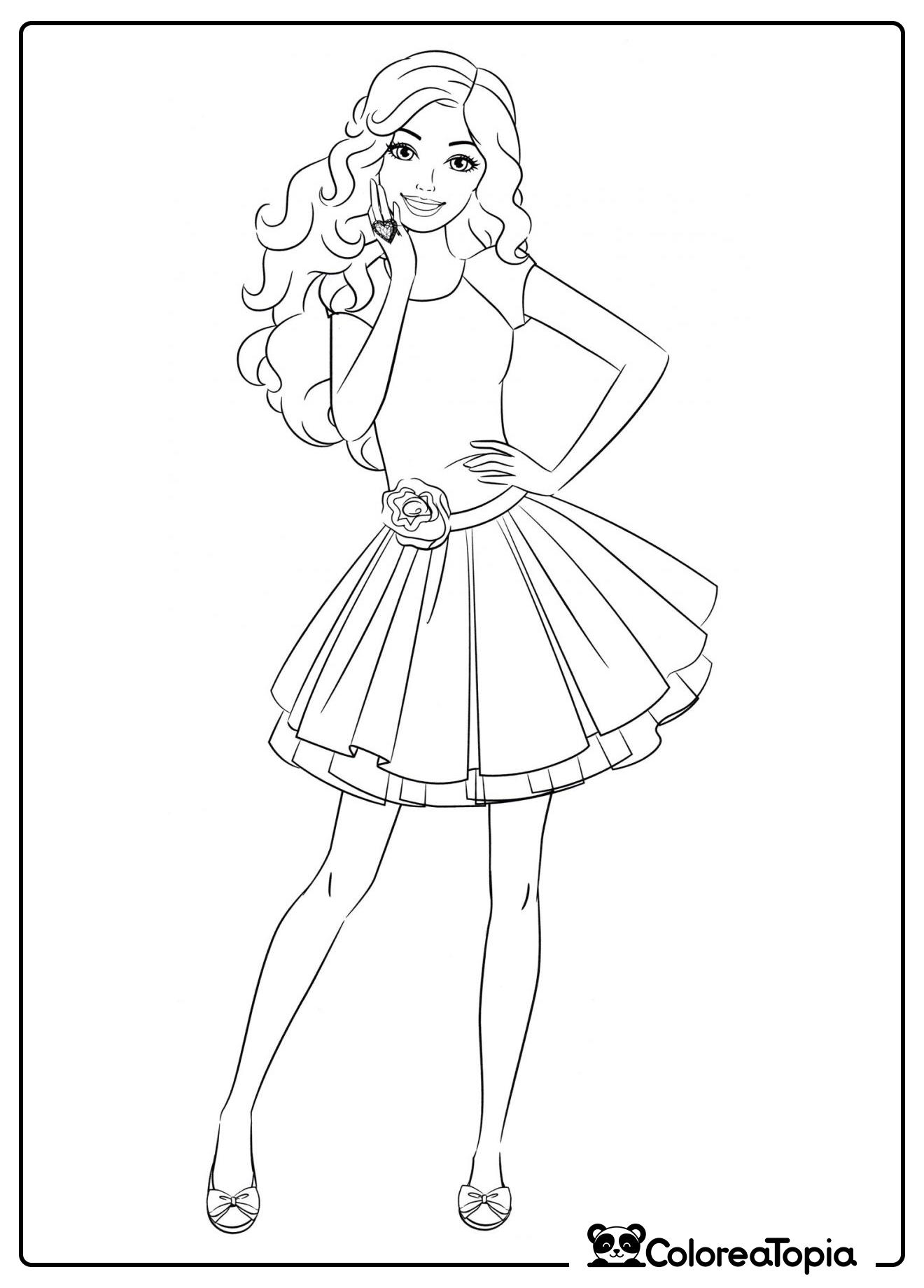 Barbie en un vestido nuevo - dibujo para colorear