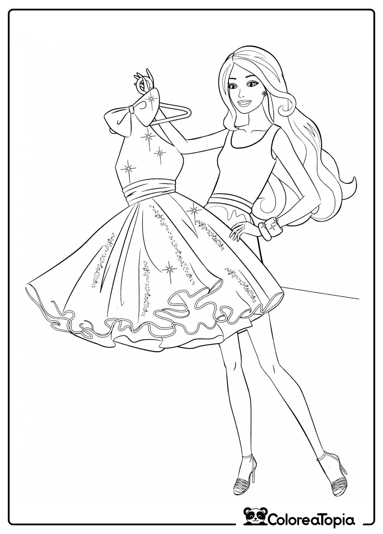 Barbie y el vestido de noche - dibujo para colorear