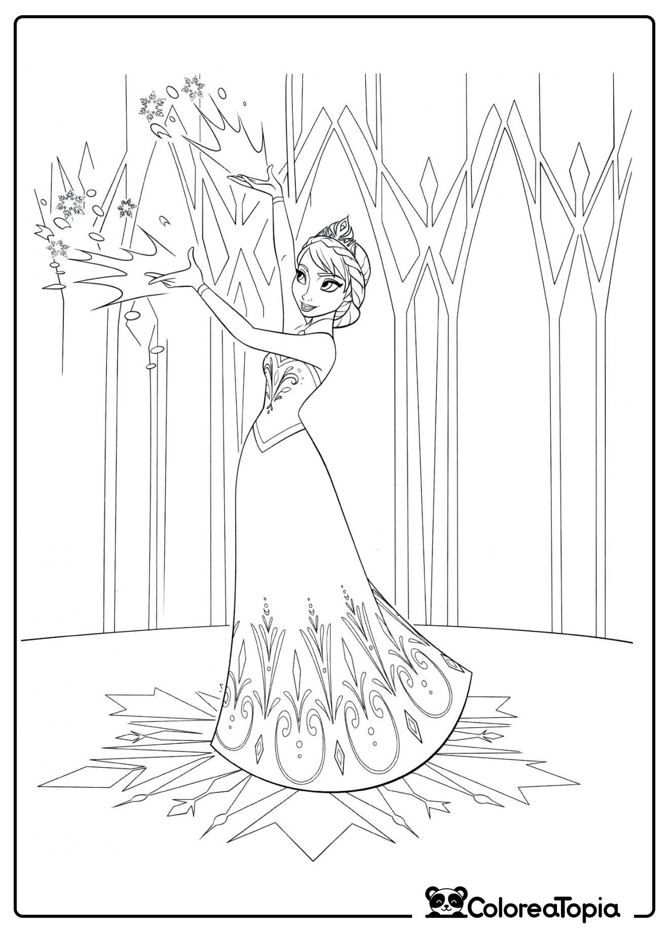 Elsa en el palacio de hielo - dibujo para colorear