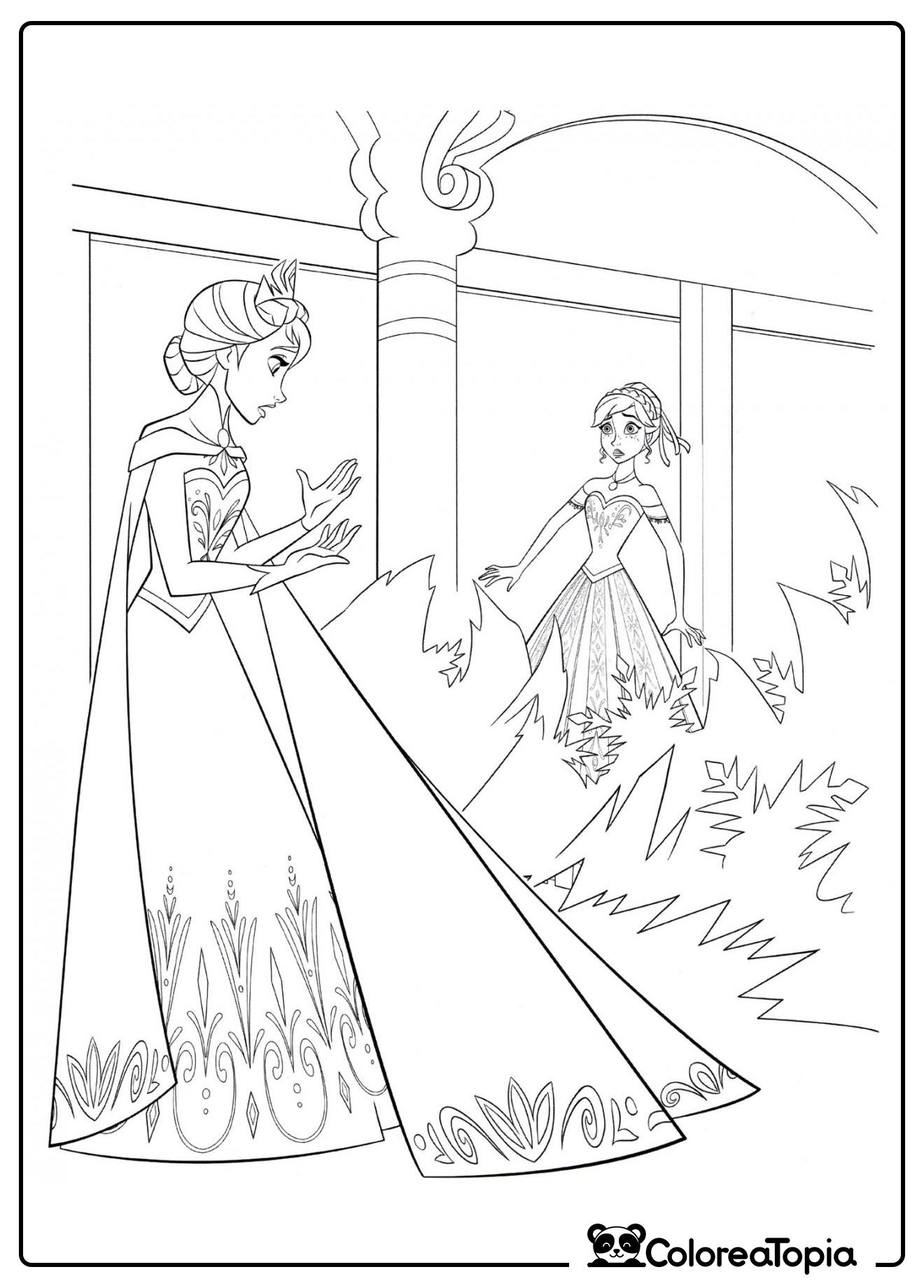 Elsa está descontenta con Anna - dibujo para colorear