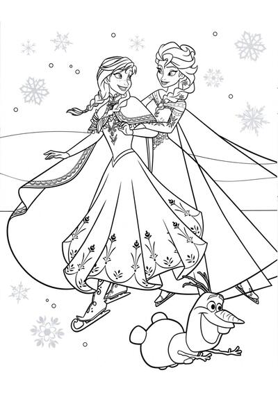 Elsa y Anna en patines