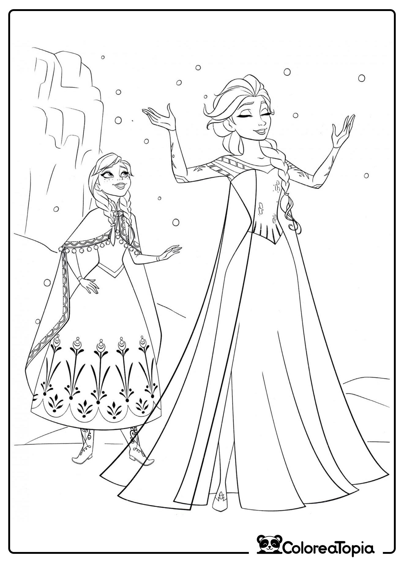 Elsa y su hermana Anna - dibujo para colorear