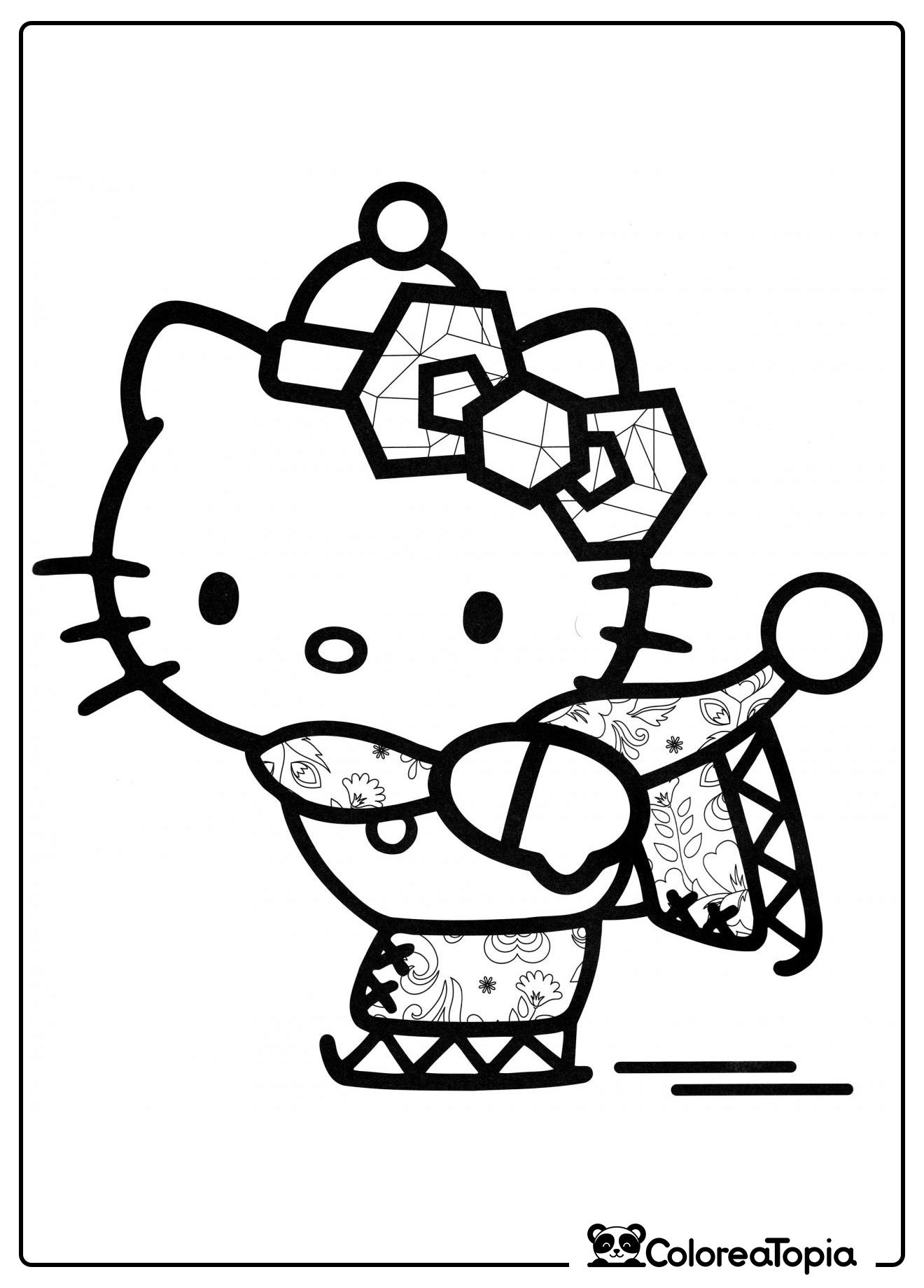 Hello Kitty en patines - dibujo para colorear