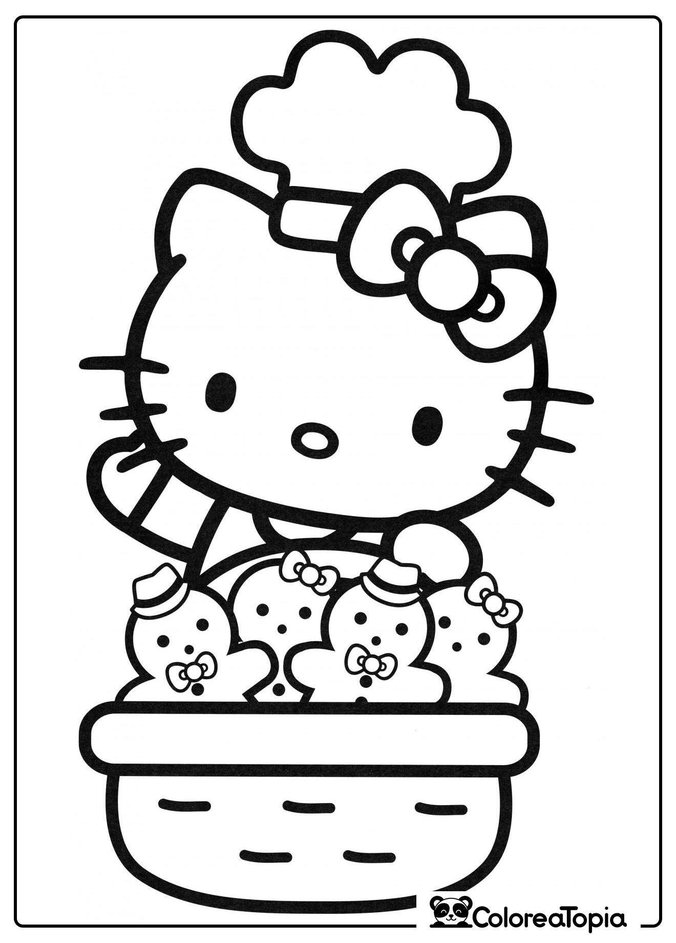 Kitty con galletas de jengibre - dibujo para colorear