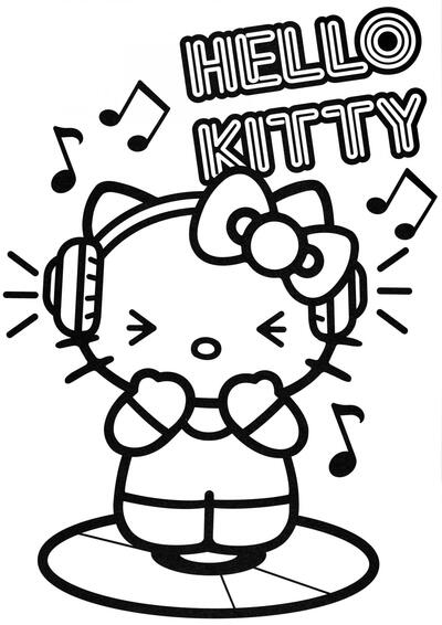 Kitty White con auriculares