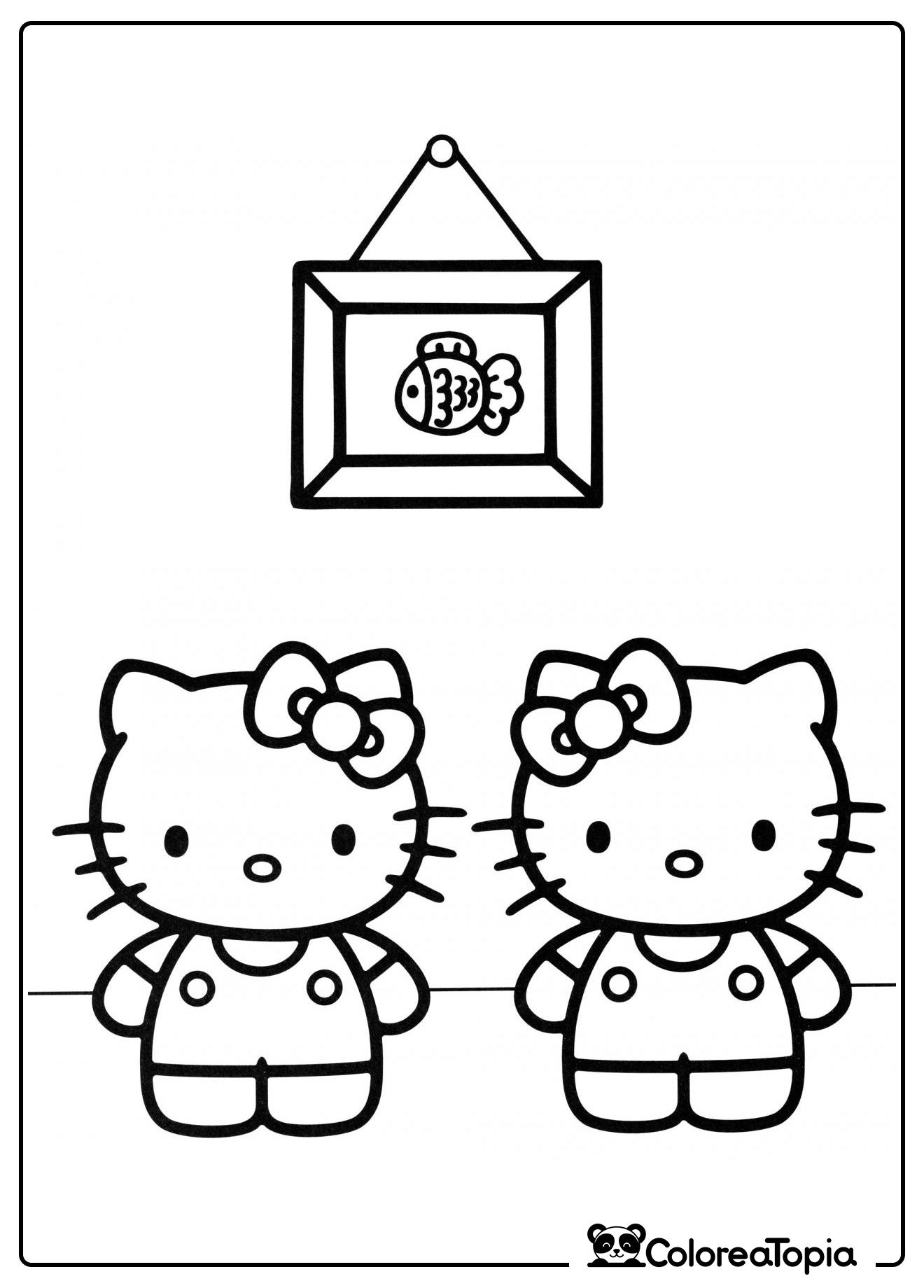 Las hermanitas Kitty y Mimí - dibujo para colorear