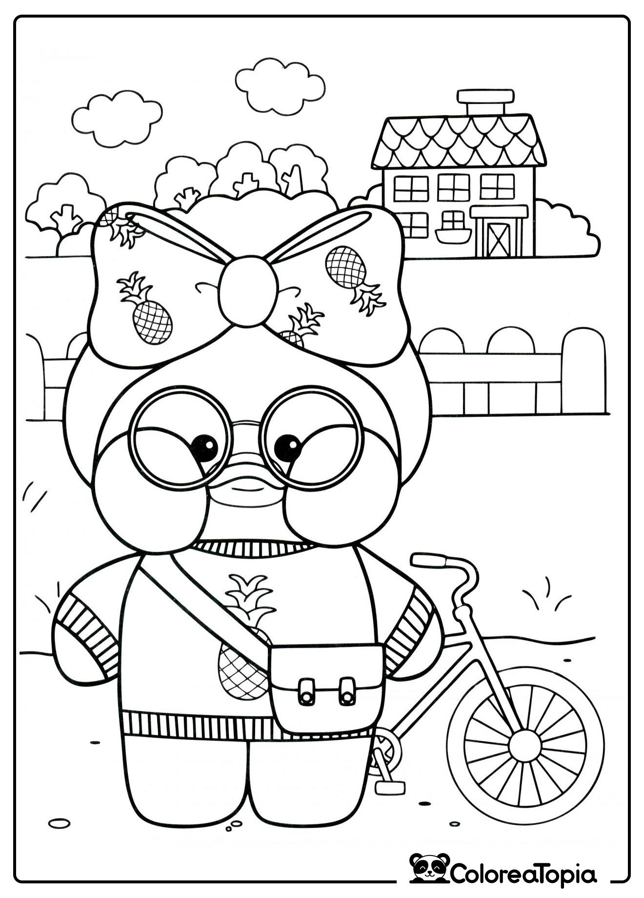 Pato en bicicleta - dibujo para colorear