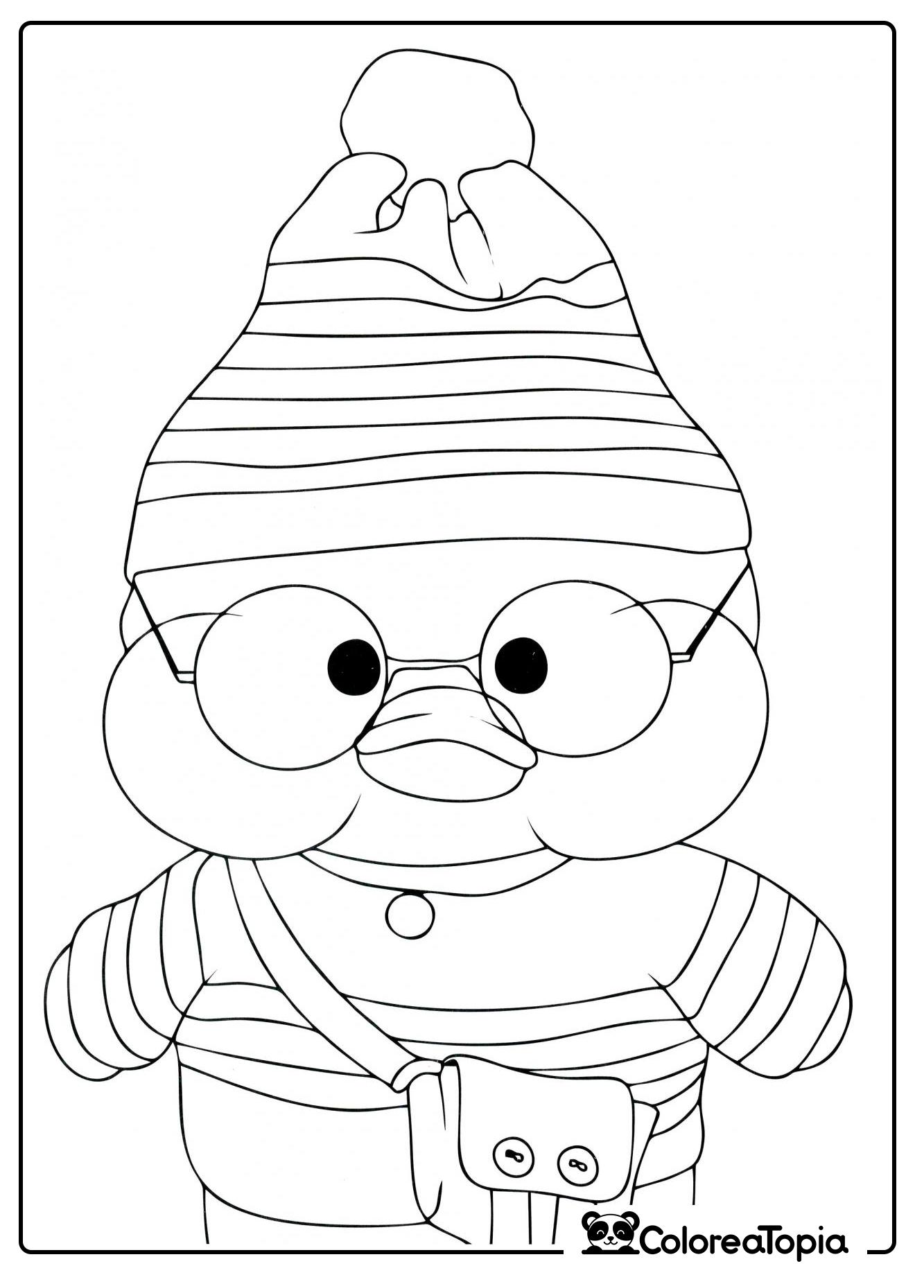 Pato Lala Fanfan con gorro - dibujo para colorear