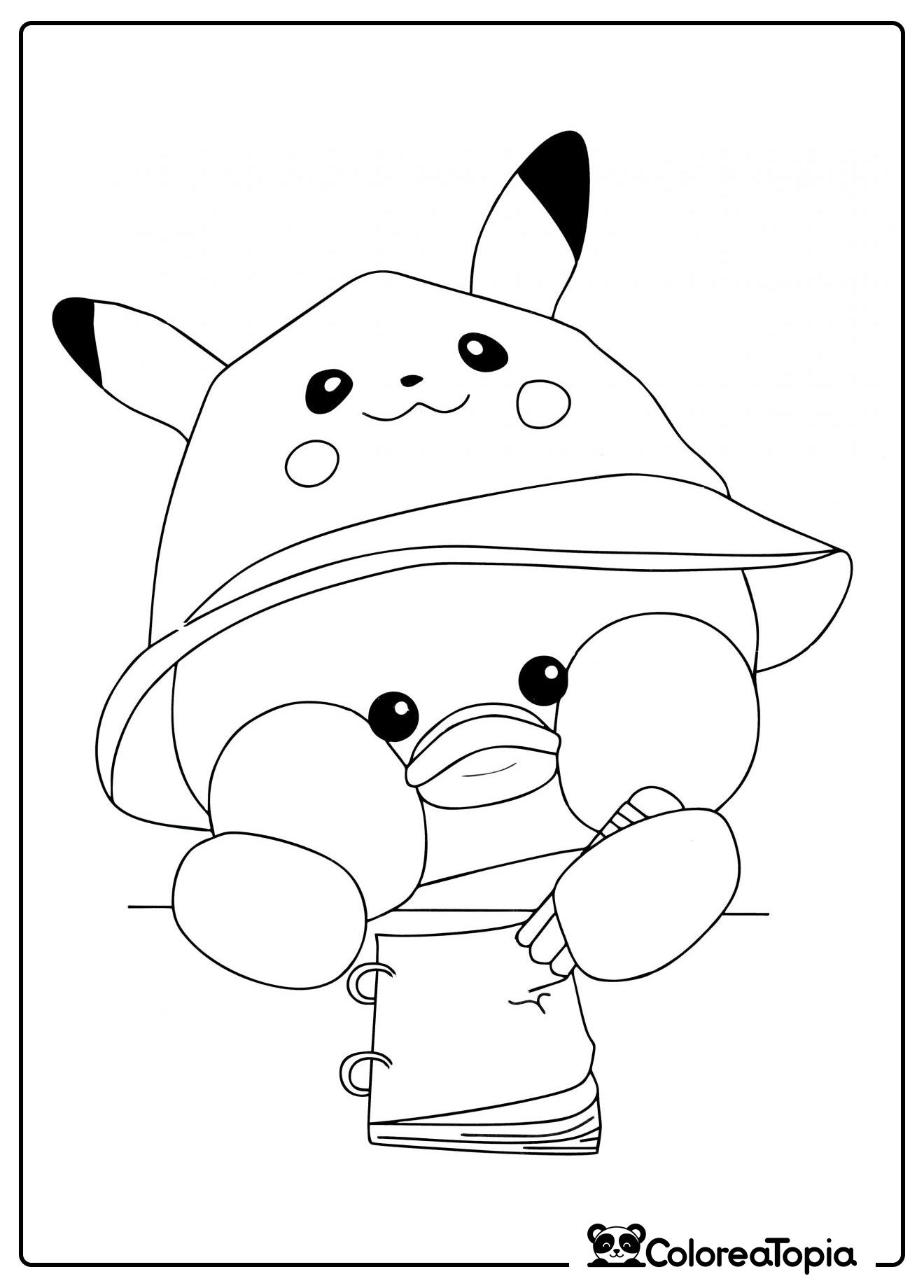 Pato Lalafanfan Pikachu - dibujo para colorear