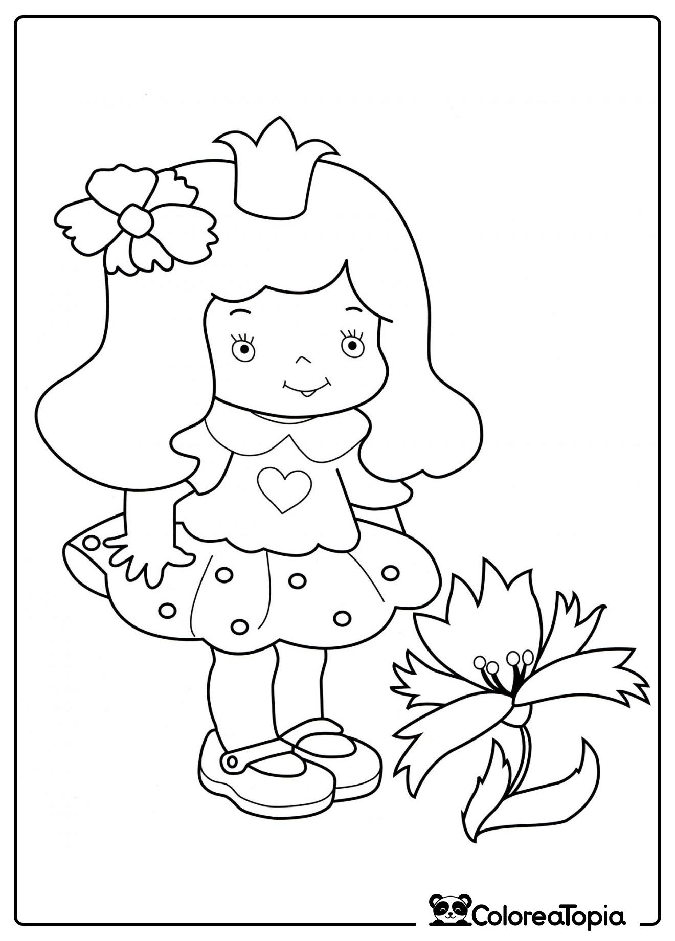 Princesa y flor - dibujo para colorear