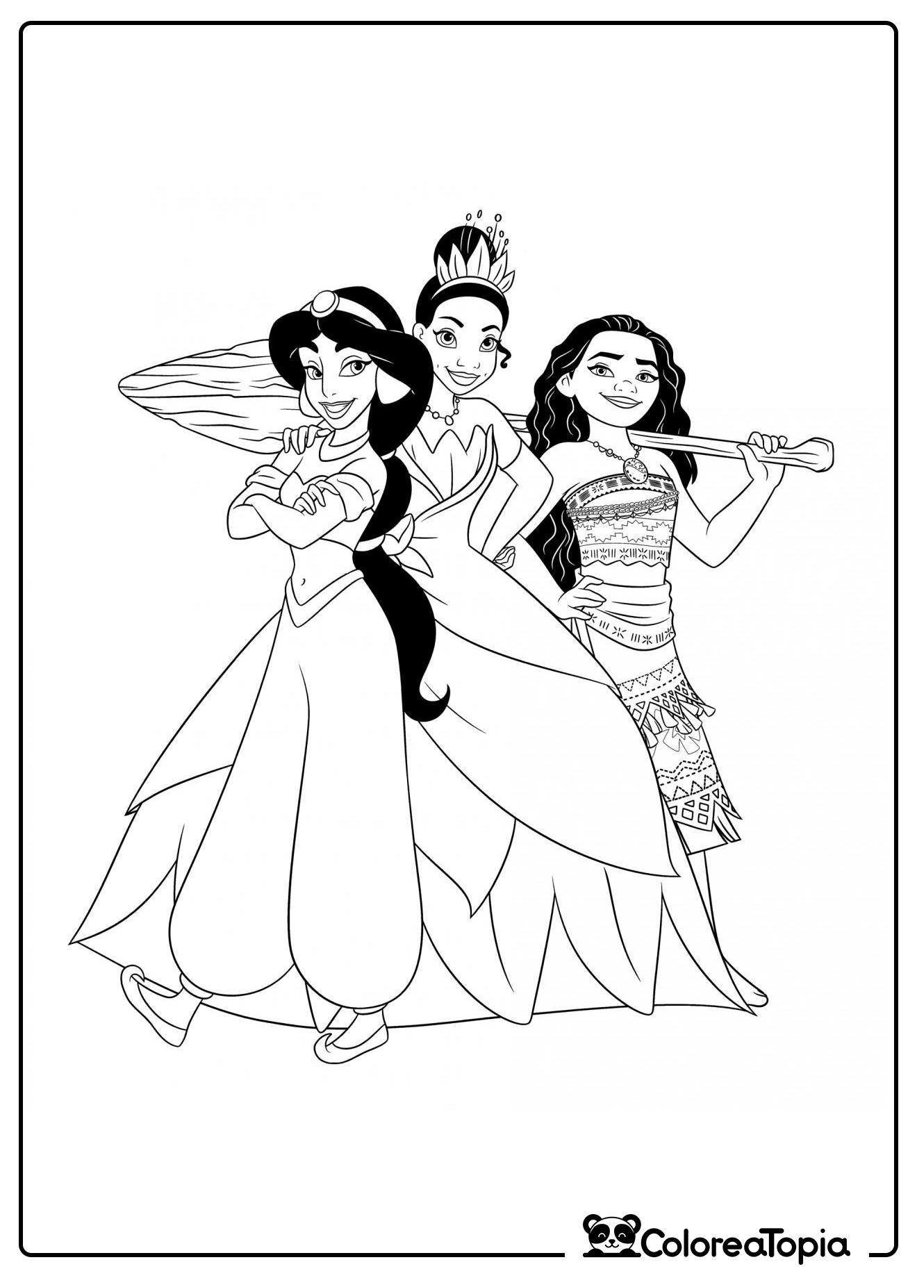 Princesas seguras de sí mismas - dibujo para colorear