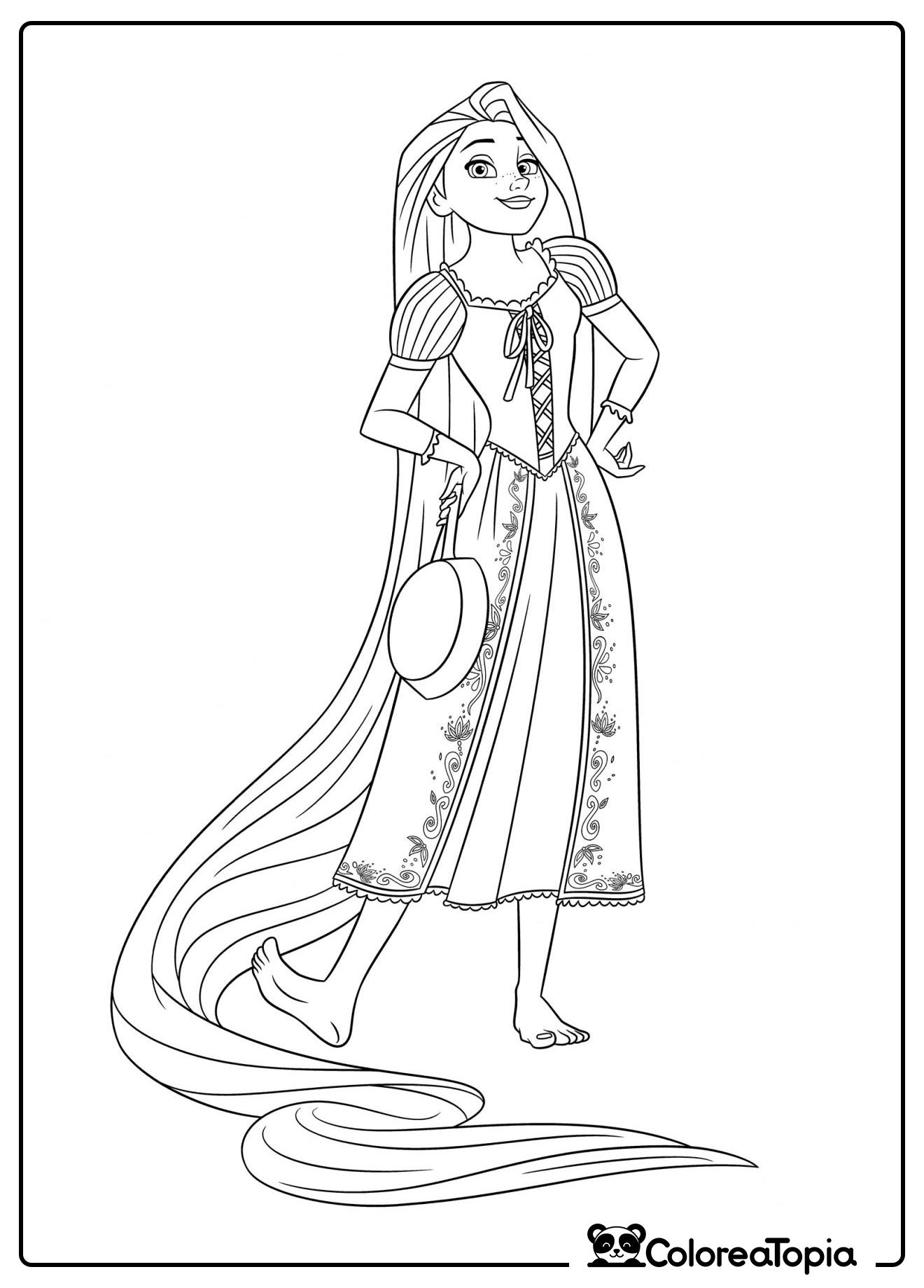 Rapunzel con largos cabellos - dibujo para colorear