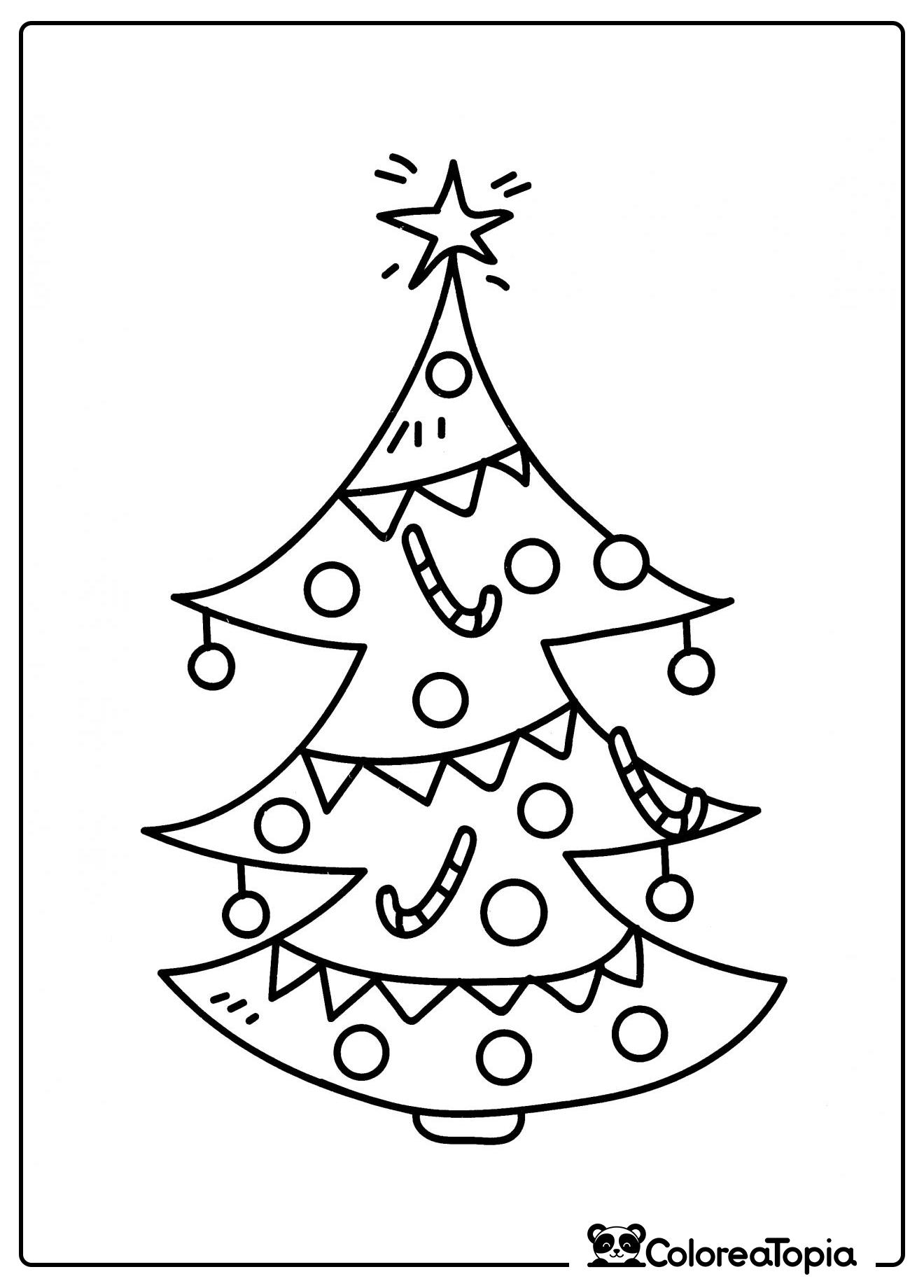Árbol de Navidad decorado con bolas - dibujo para colorear