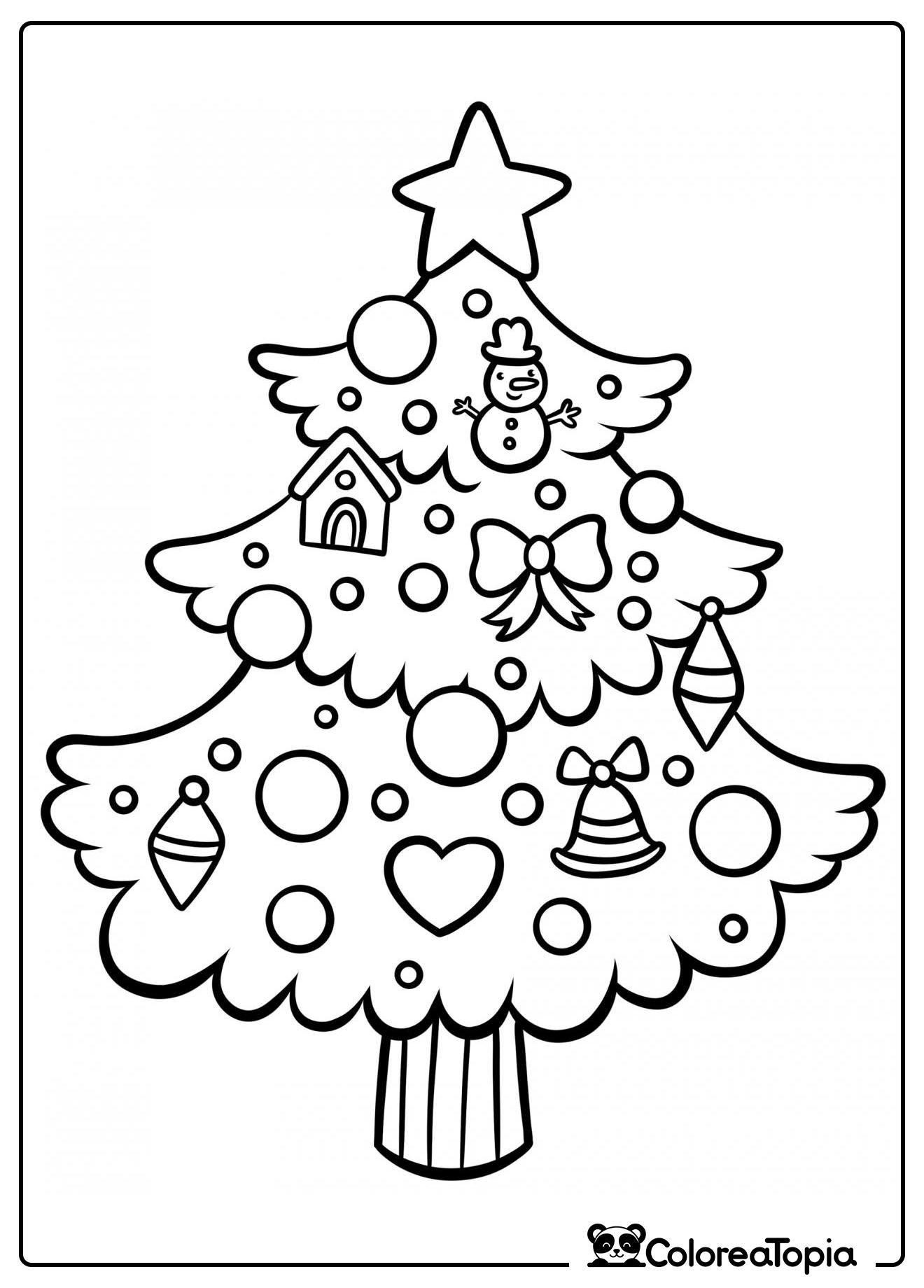 Árbol de Navidad decorado - dibujo para colorear