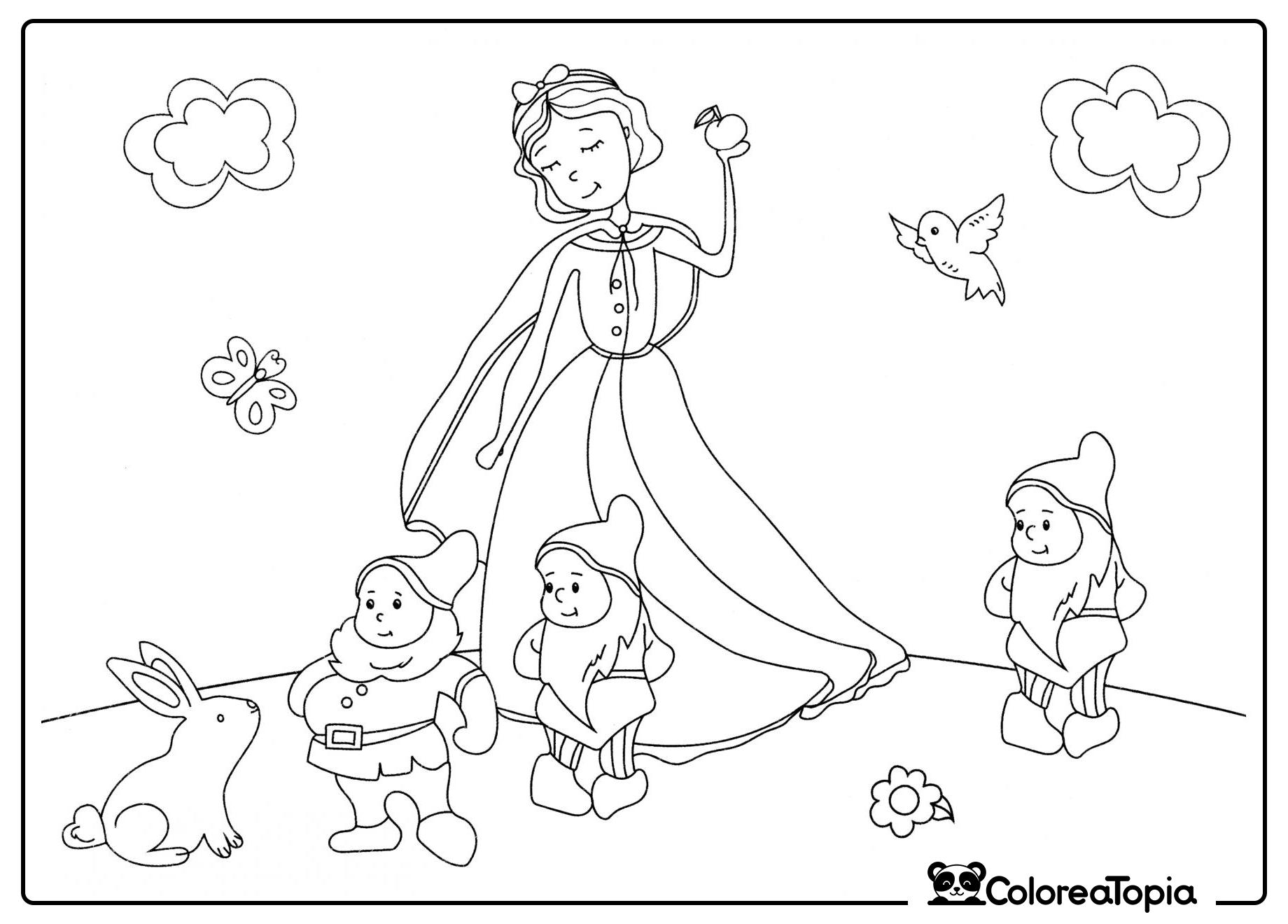 Blancanieves y los enanitos - dibujo para colorear