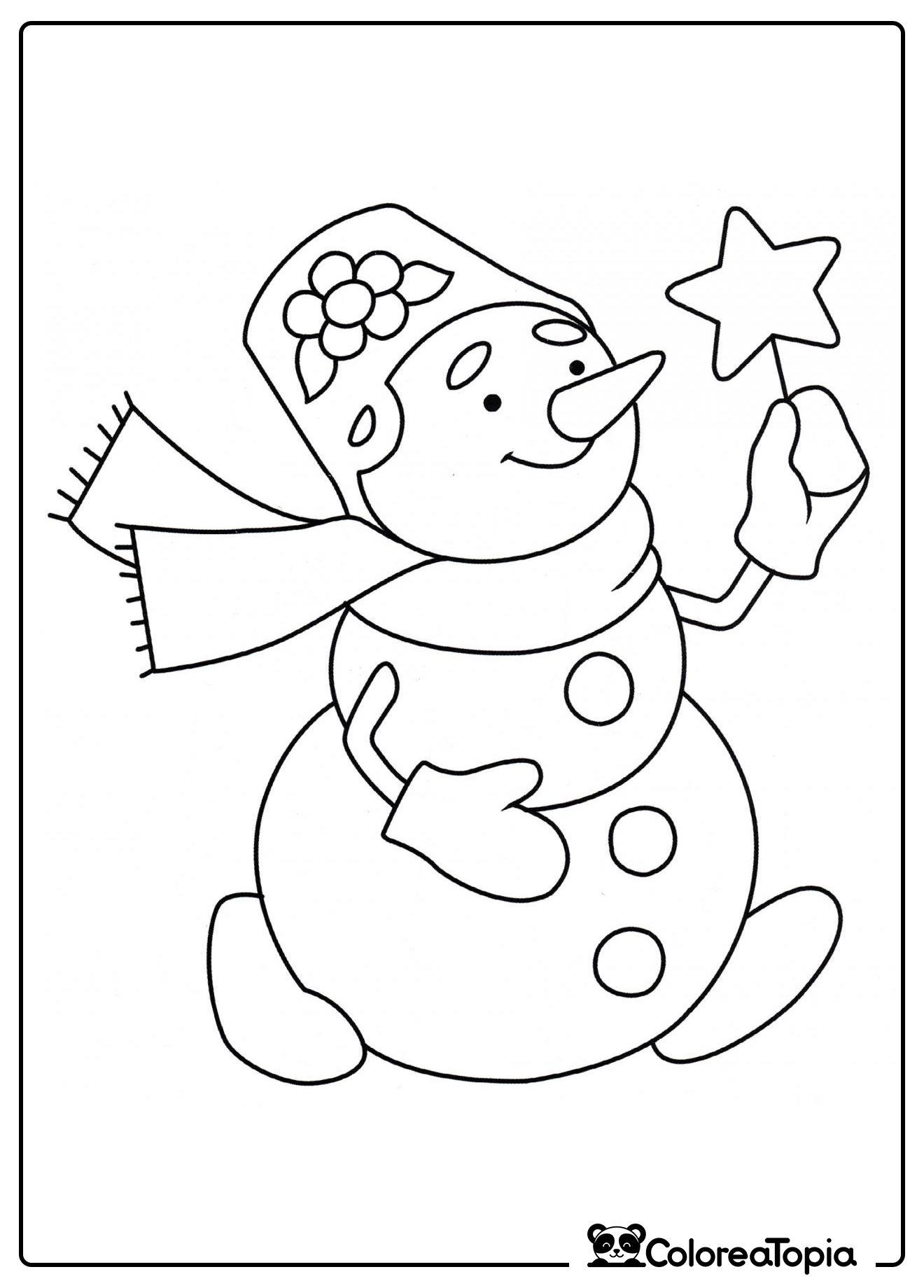 Bonito muñeco de nieve - dibujo para colorear
