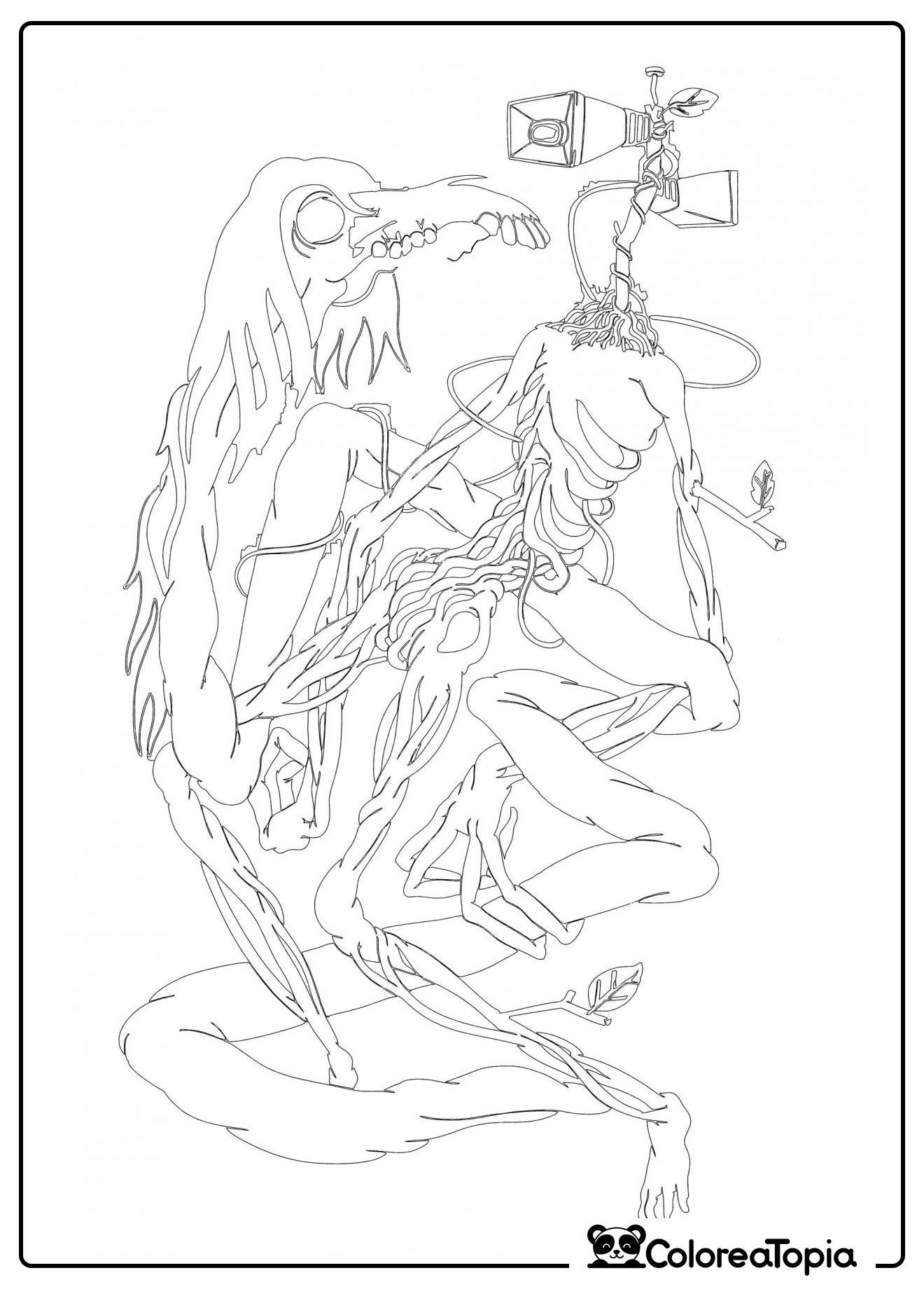 Cabeza de Sirena y Caballo Largo - dibujo para colorear