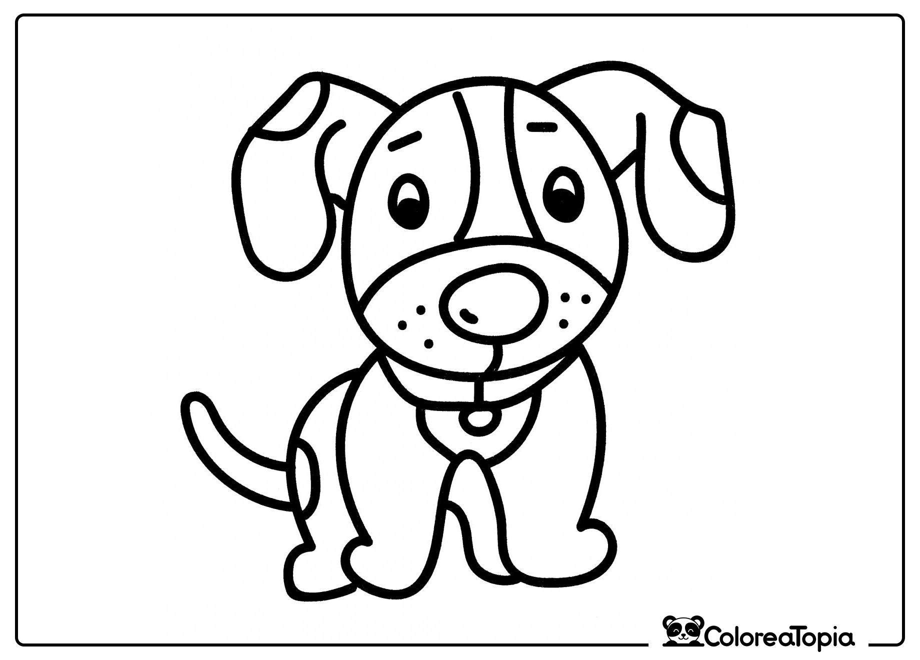 Cachorro con collar - dibujo para colorear