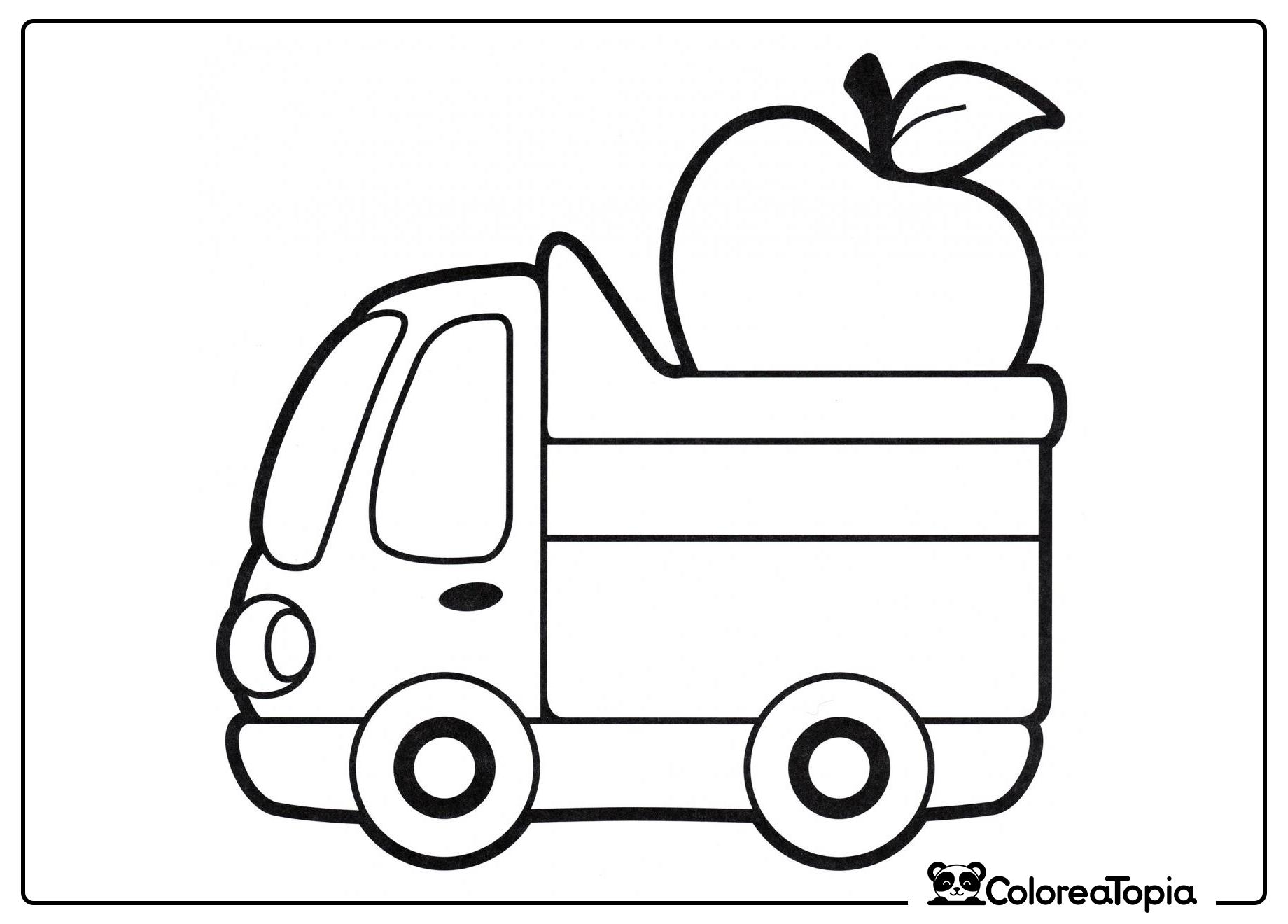 Camión con una manzana - dibujo para colorear