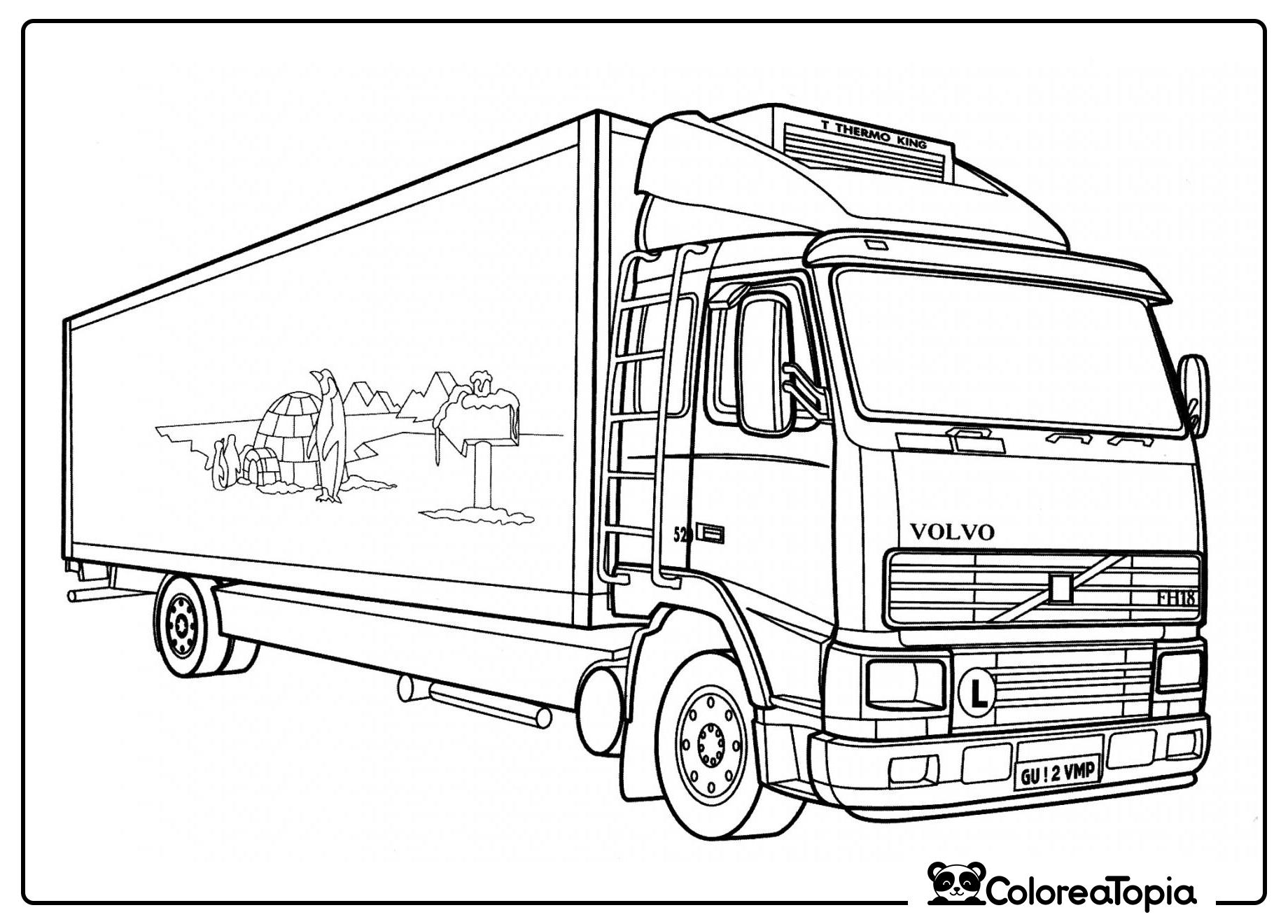 Camión frigorífico Volvo FH-16 - dibujo para colorear