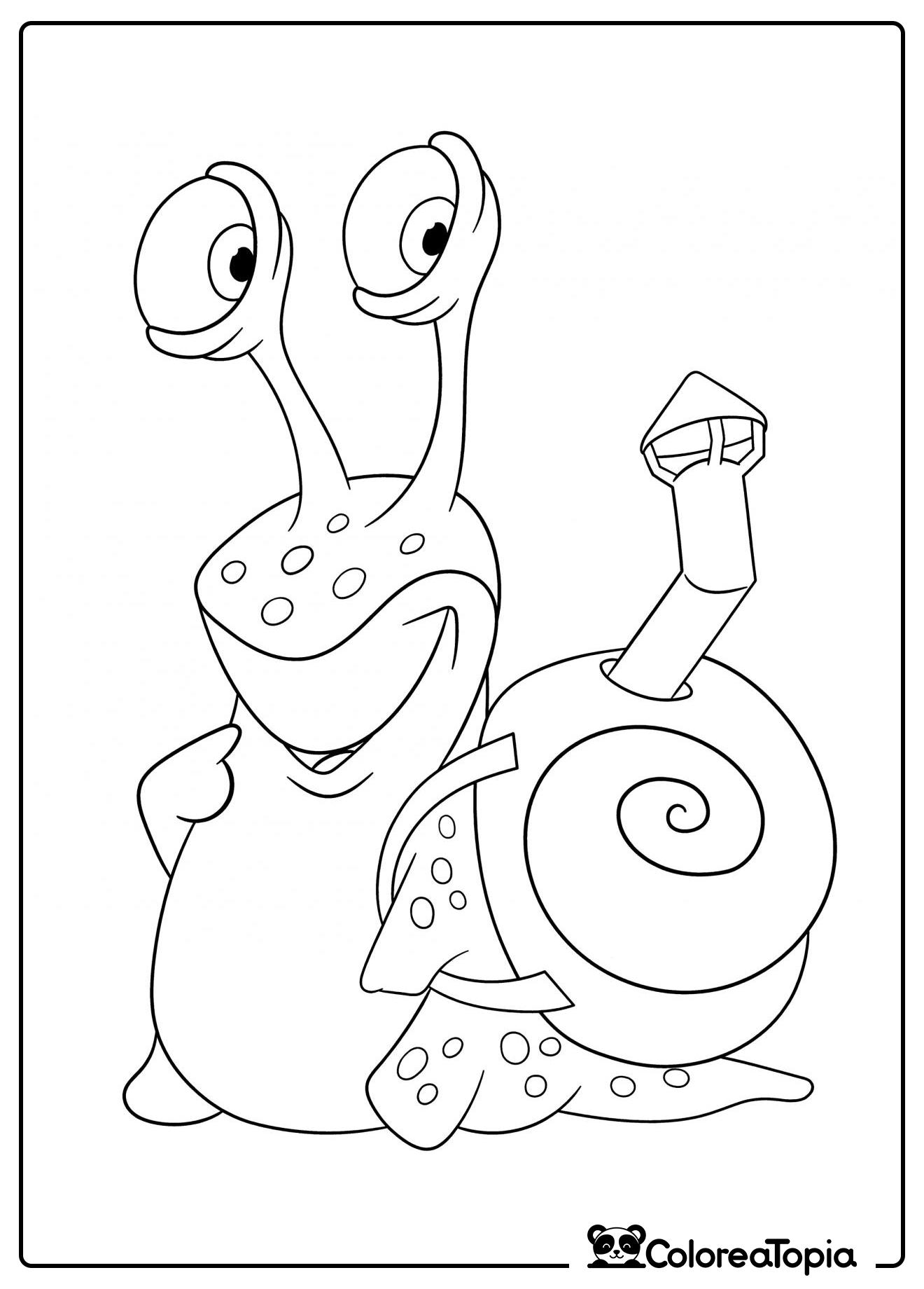 Caracol con casa en la espalda - dibujo para colorear