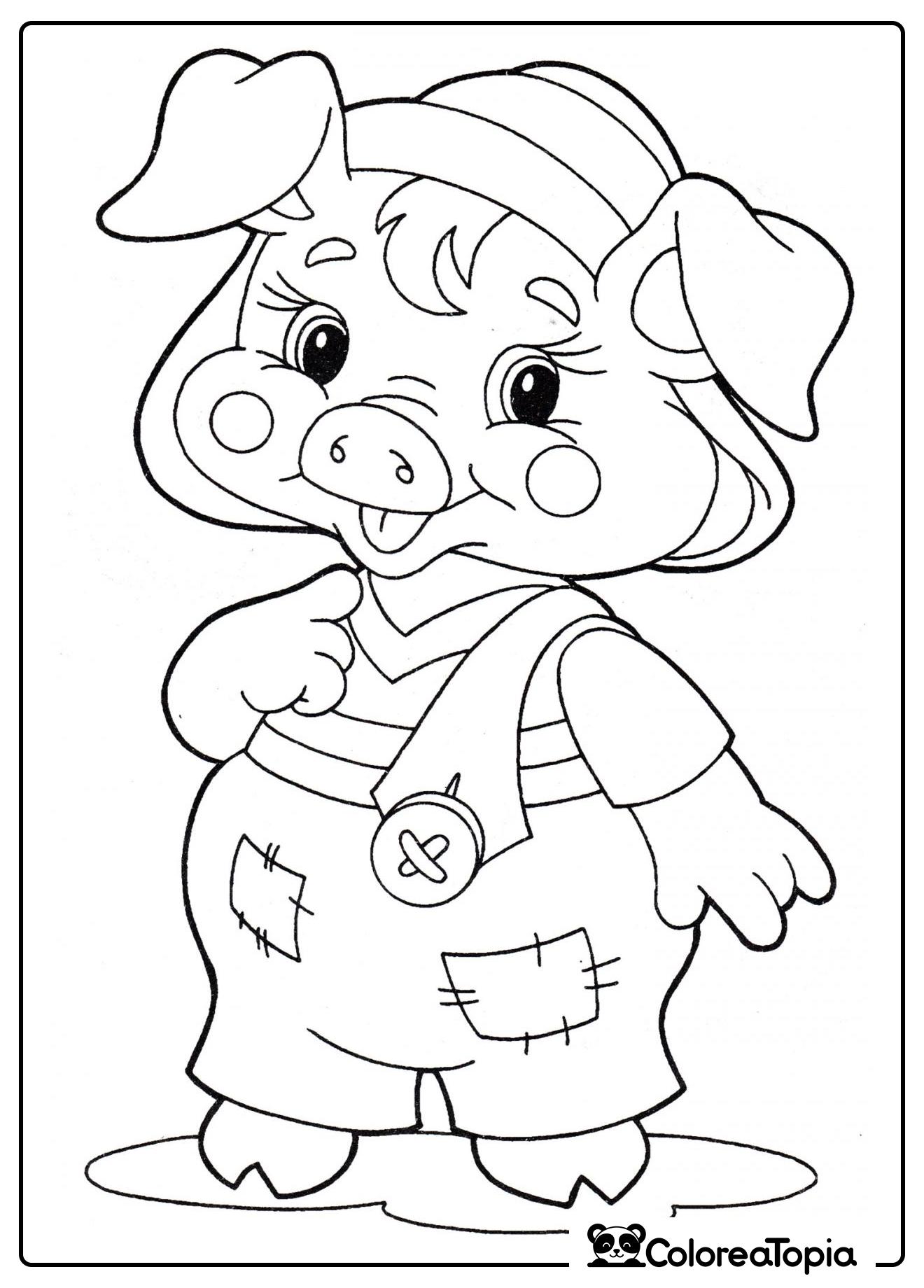 Cerdito divertido - dibujo para colorear