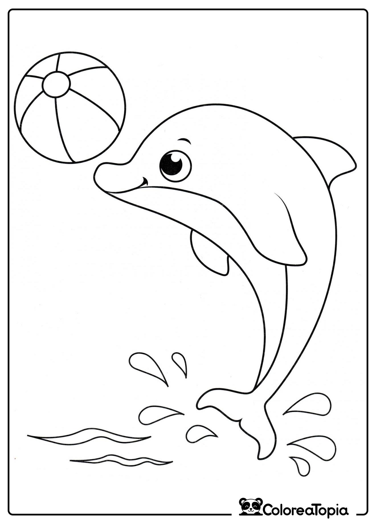 Delfín con pelota - dibujo para colorear