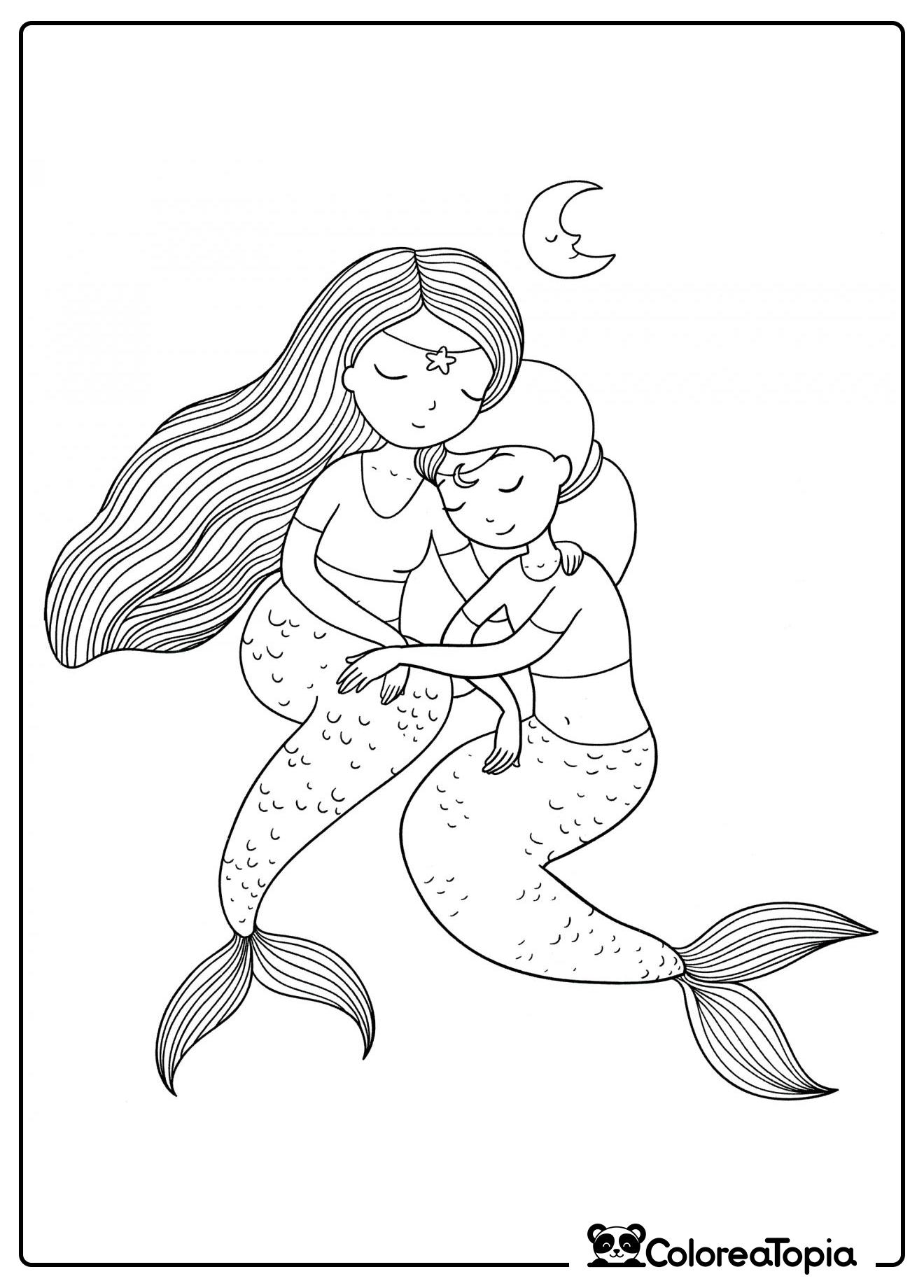 Dos hermanitas sirenas - dibujo para colorear