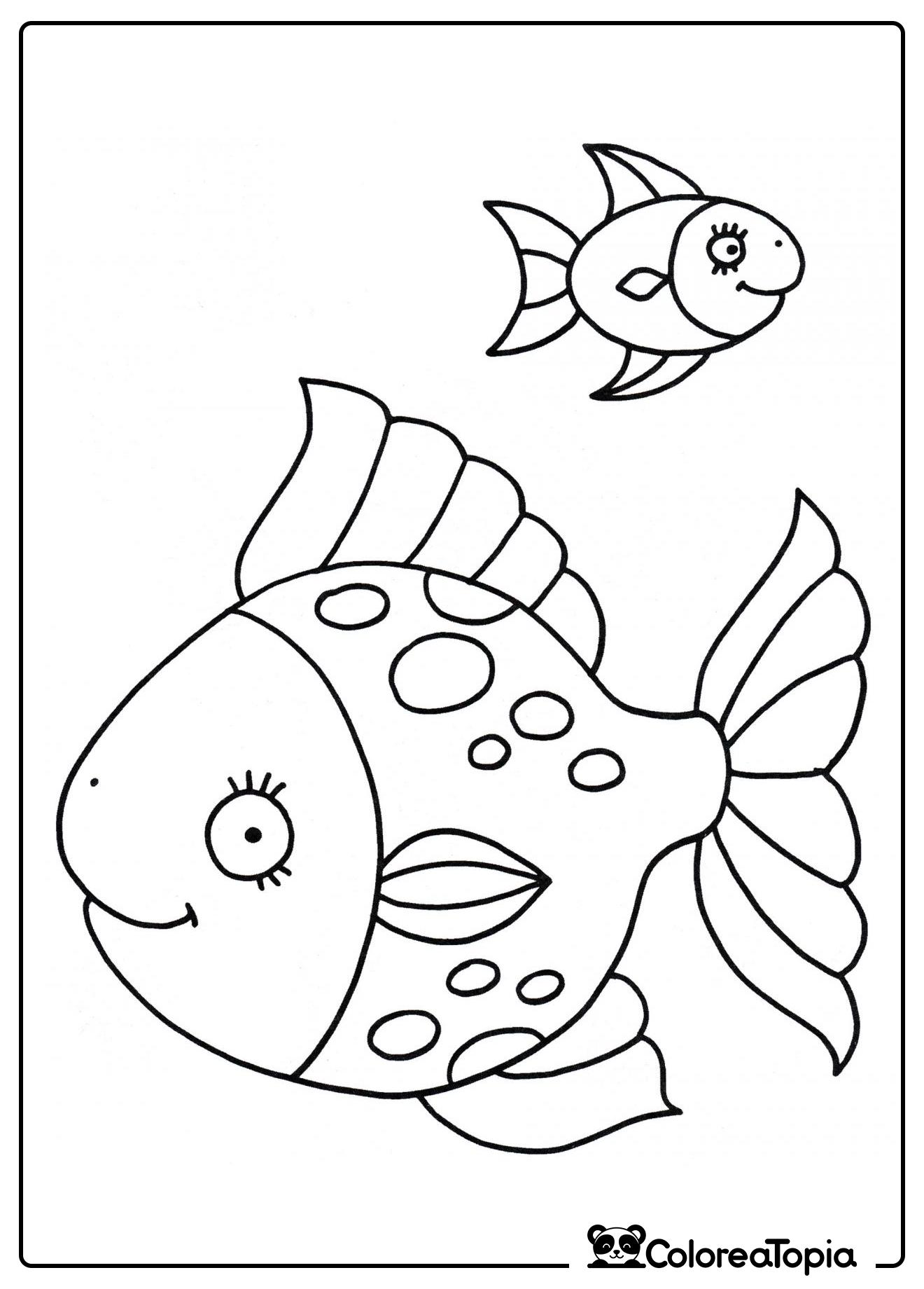 Dos peces brillantes - dibujo para colorear