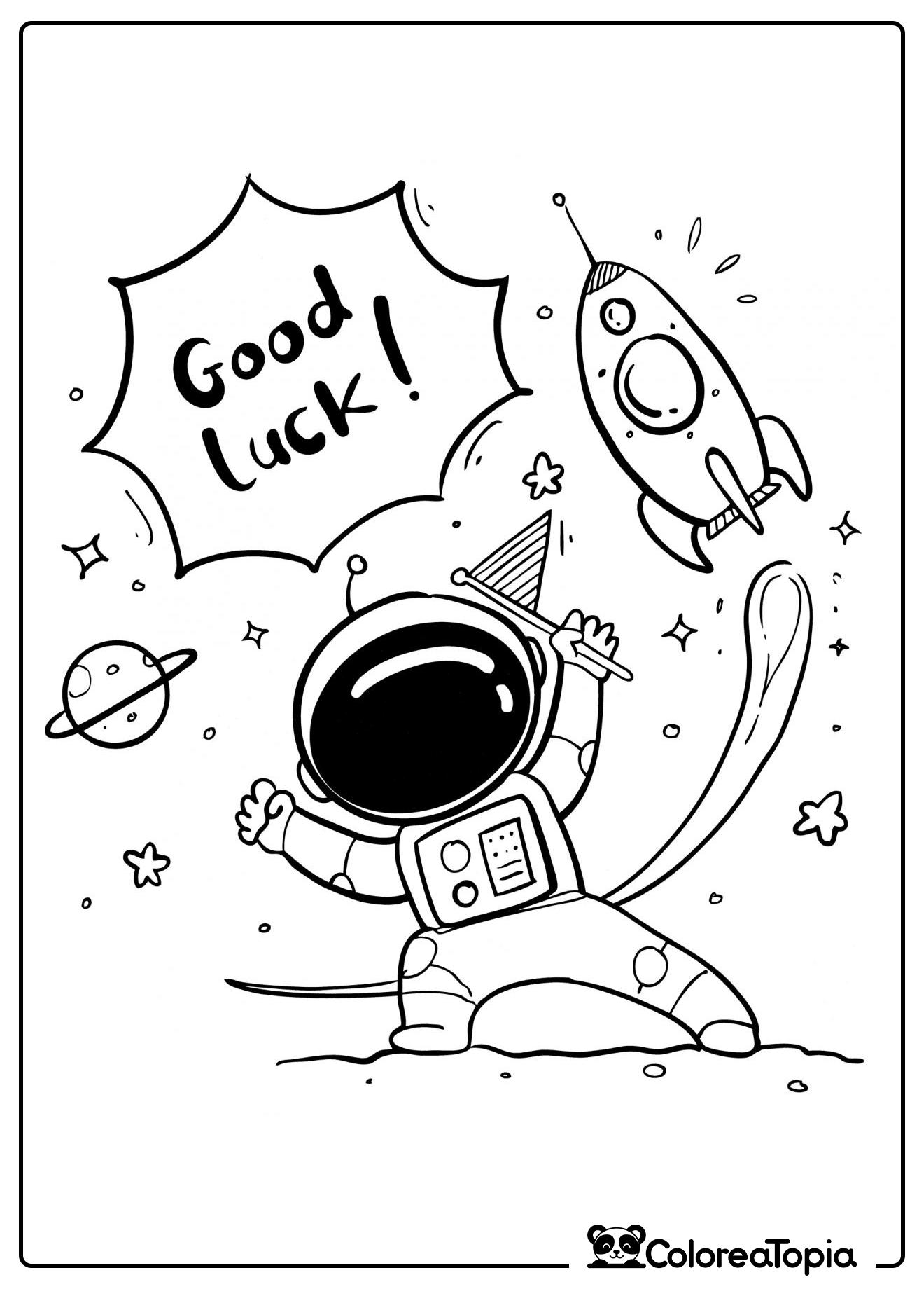 El astronauta desea buena suerte - dibujo para colorear