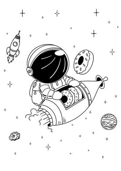 El astronauta saca donas
