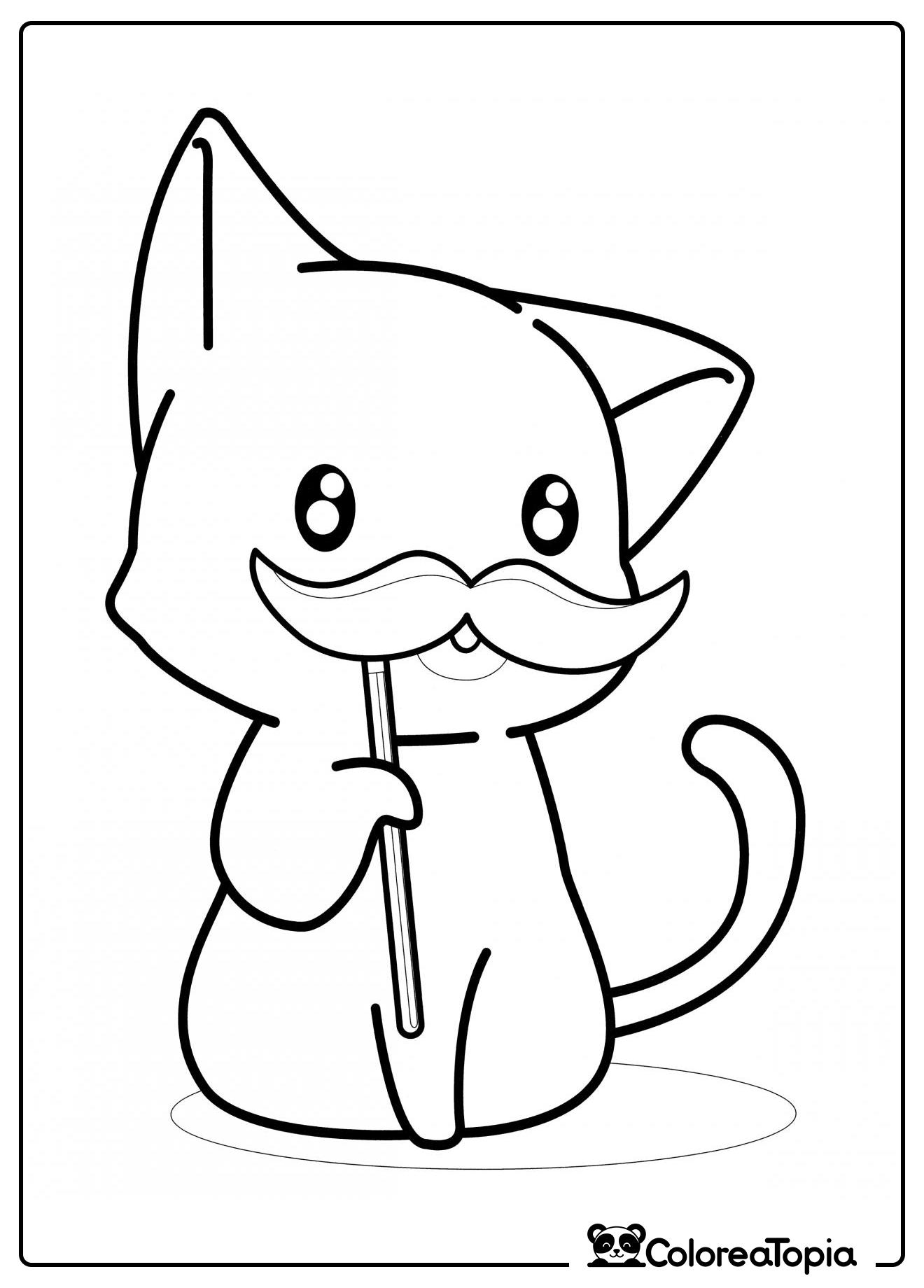 El gato sostiene sus bigotes - dibujo para colorear