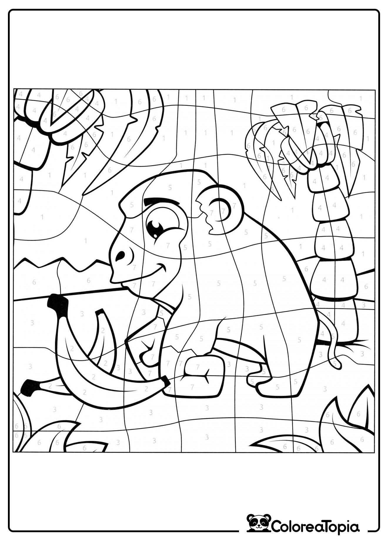 El mono encontró un plátano - dibujo para colorear