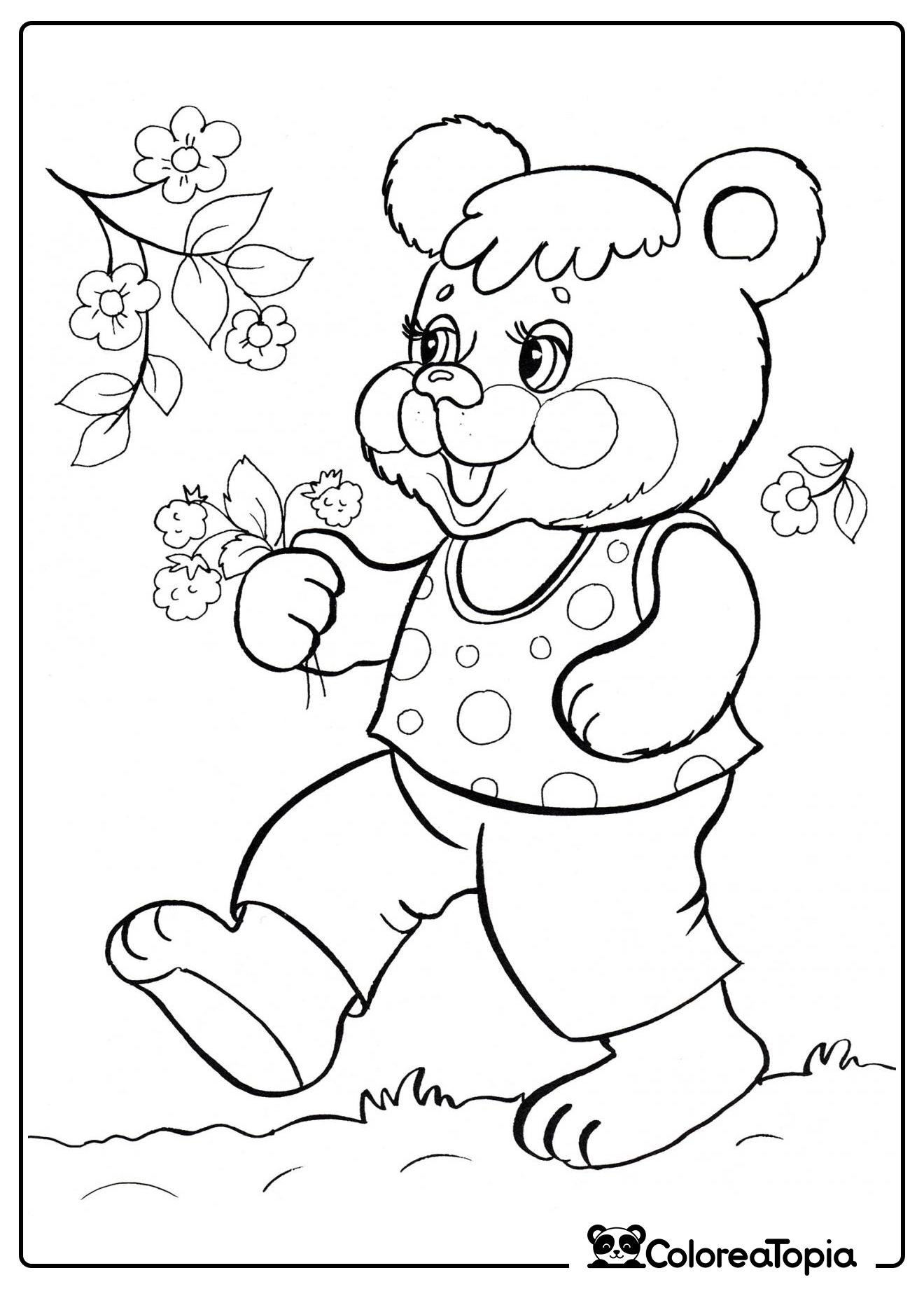 El oso pasea por el bosque - dibujo para colorear