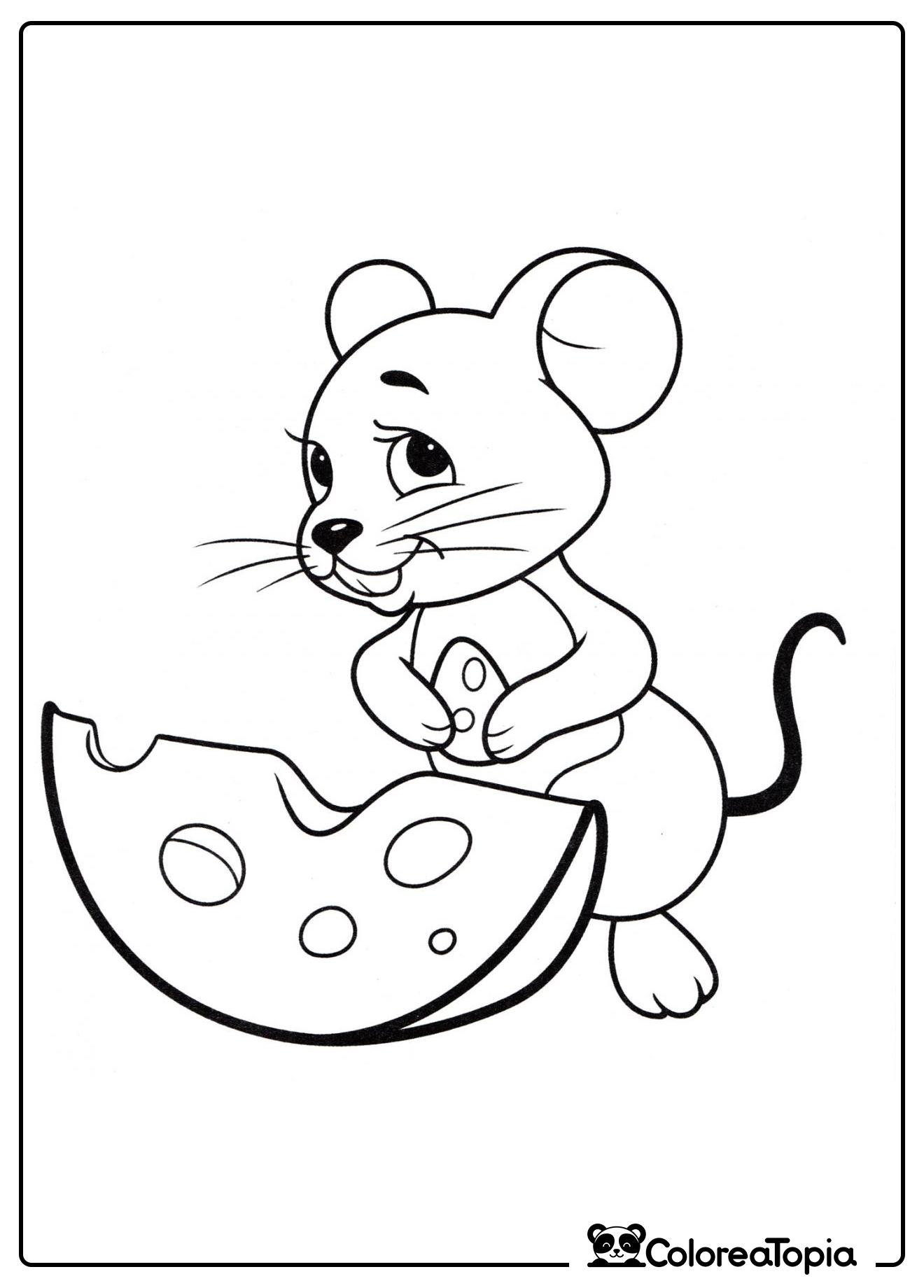 El ratón come queso - dibujo para colorear