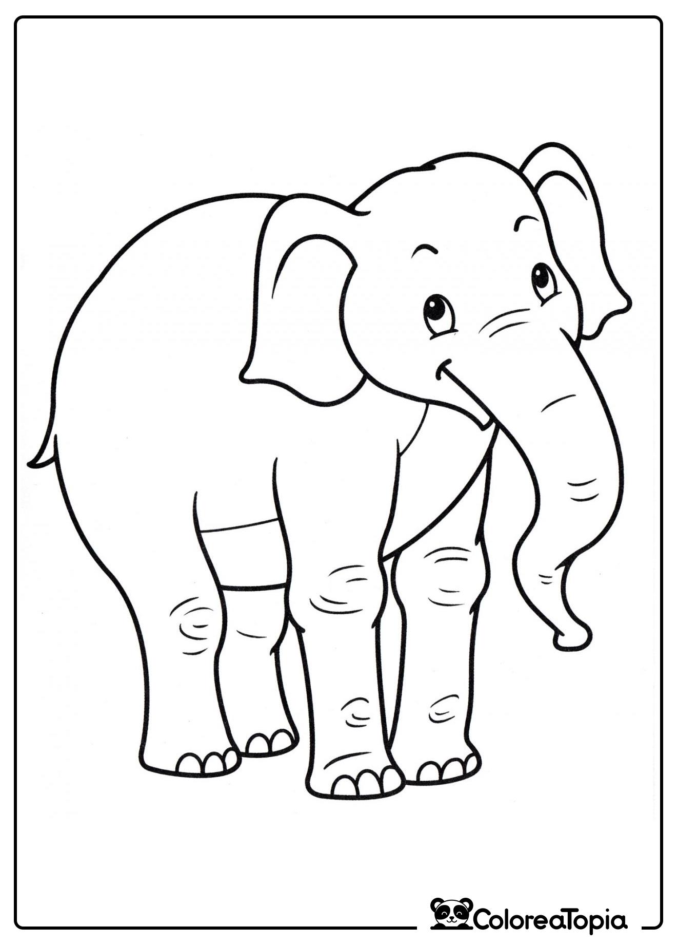 Elefante alegre - dibujo para colorear