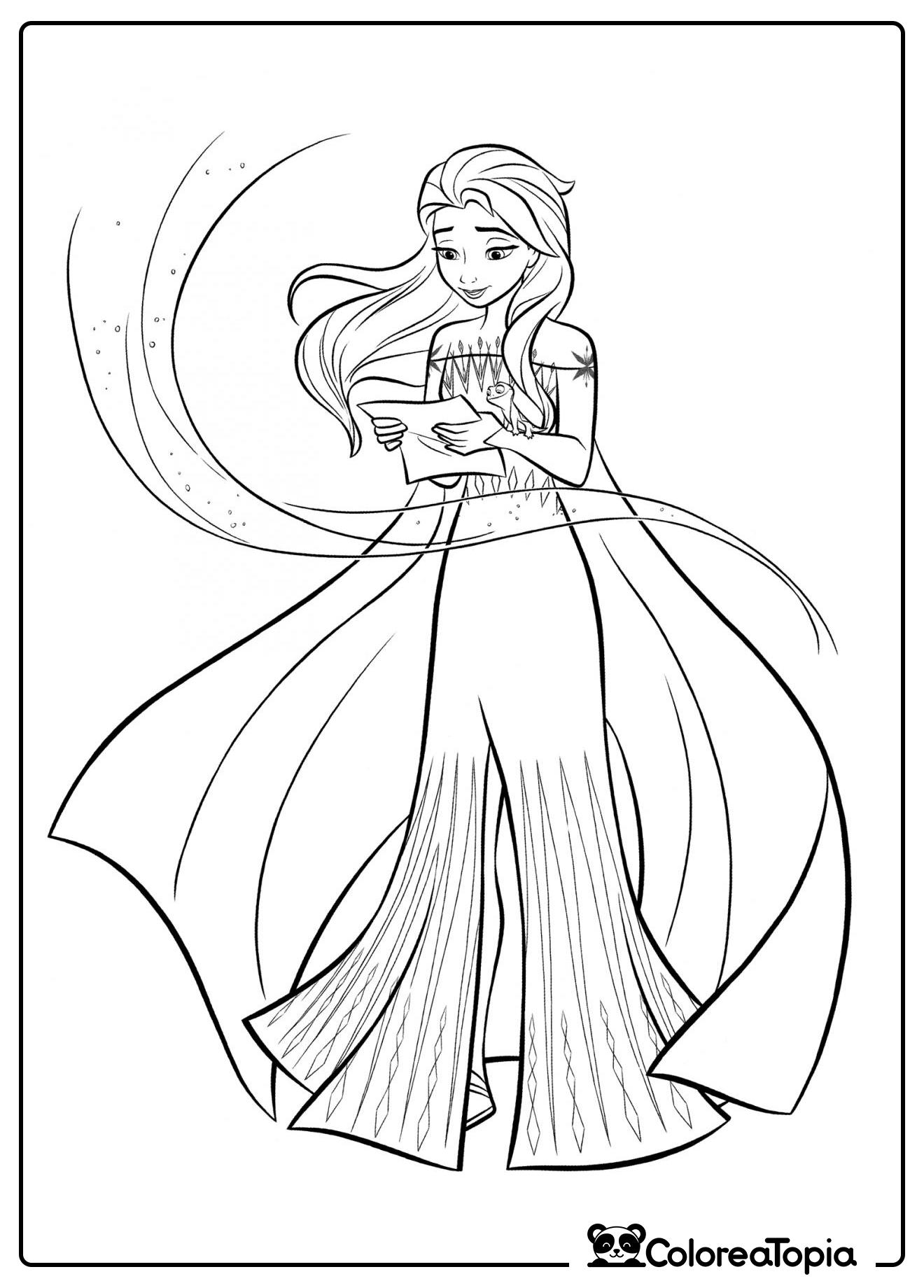 Elsa lee una nota - dibujo para colorear
