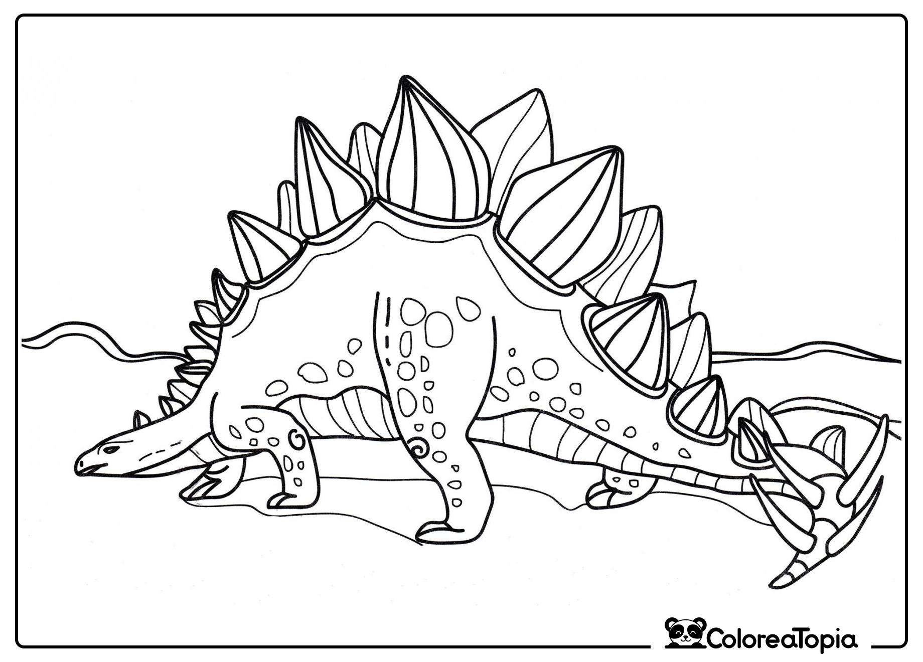 Estegosaurio paseando - dibujo para colorear