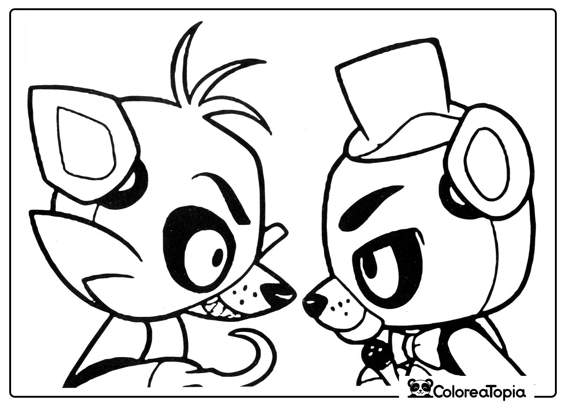 Foxy y Freddy - dibujo para colorear