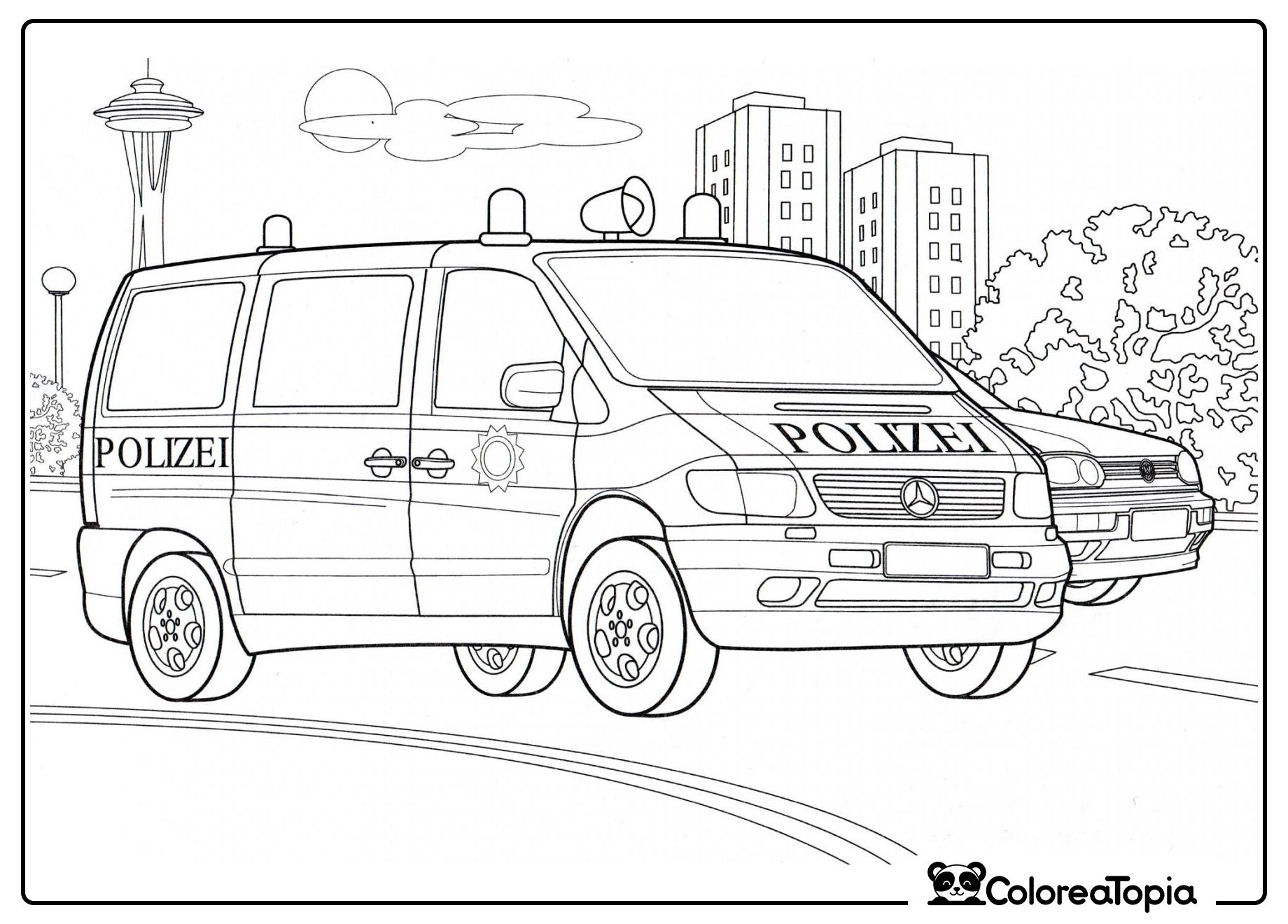 Furgoneta policial - dibujo para colorear