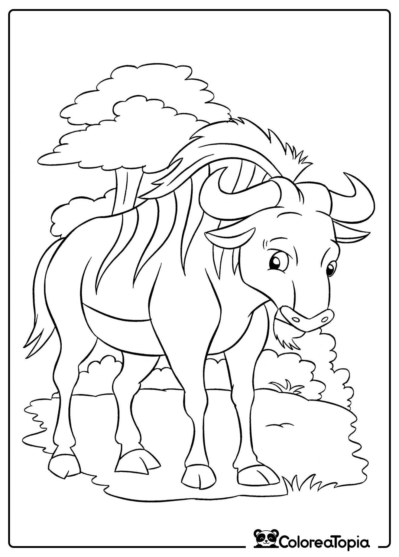 Gnu rayado - dibujo para colorear