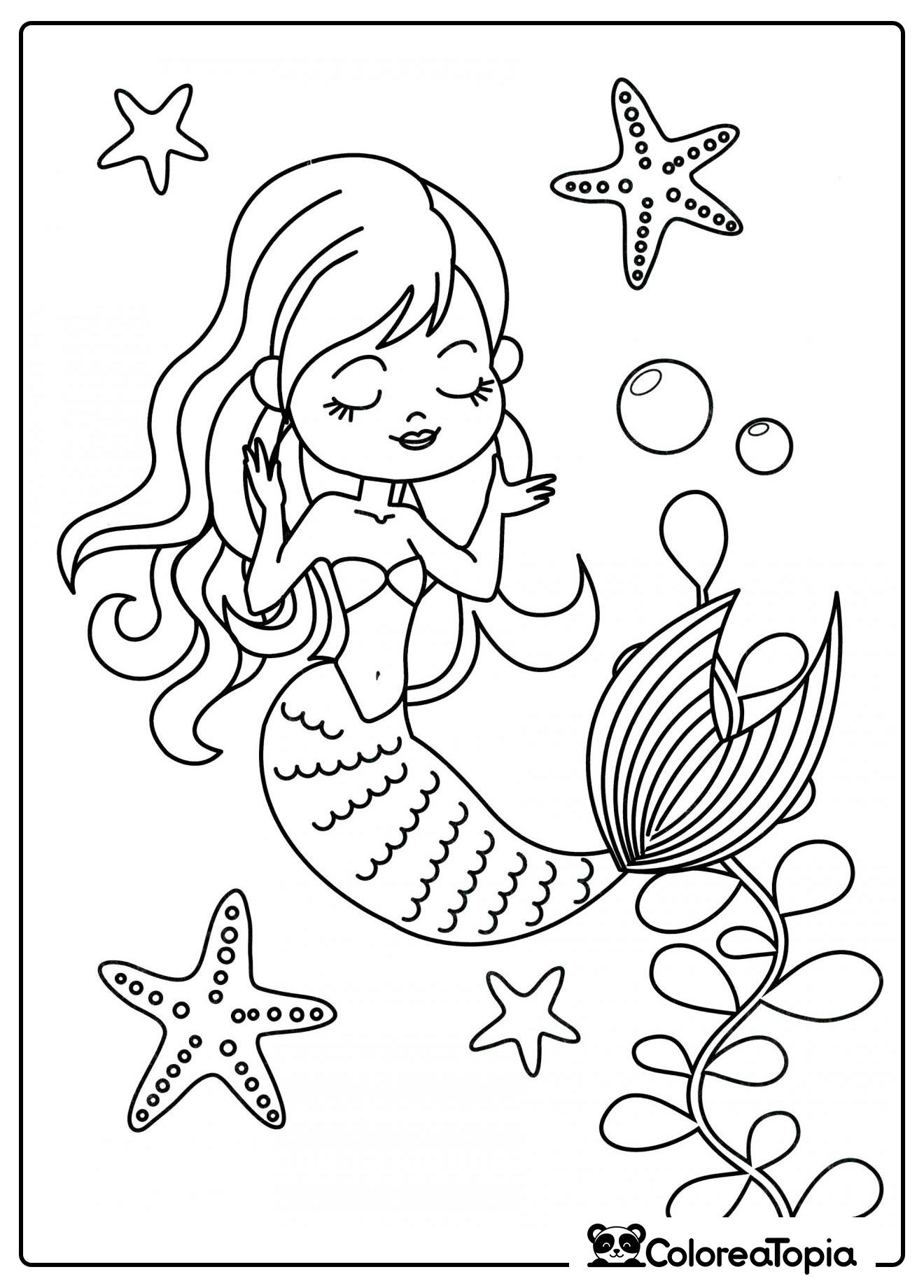 Hermosa sirena - dibujo para colorear