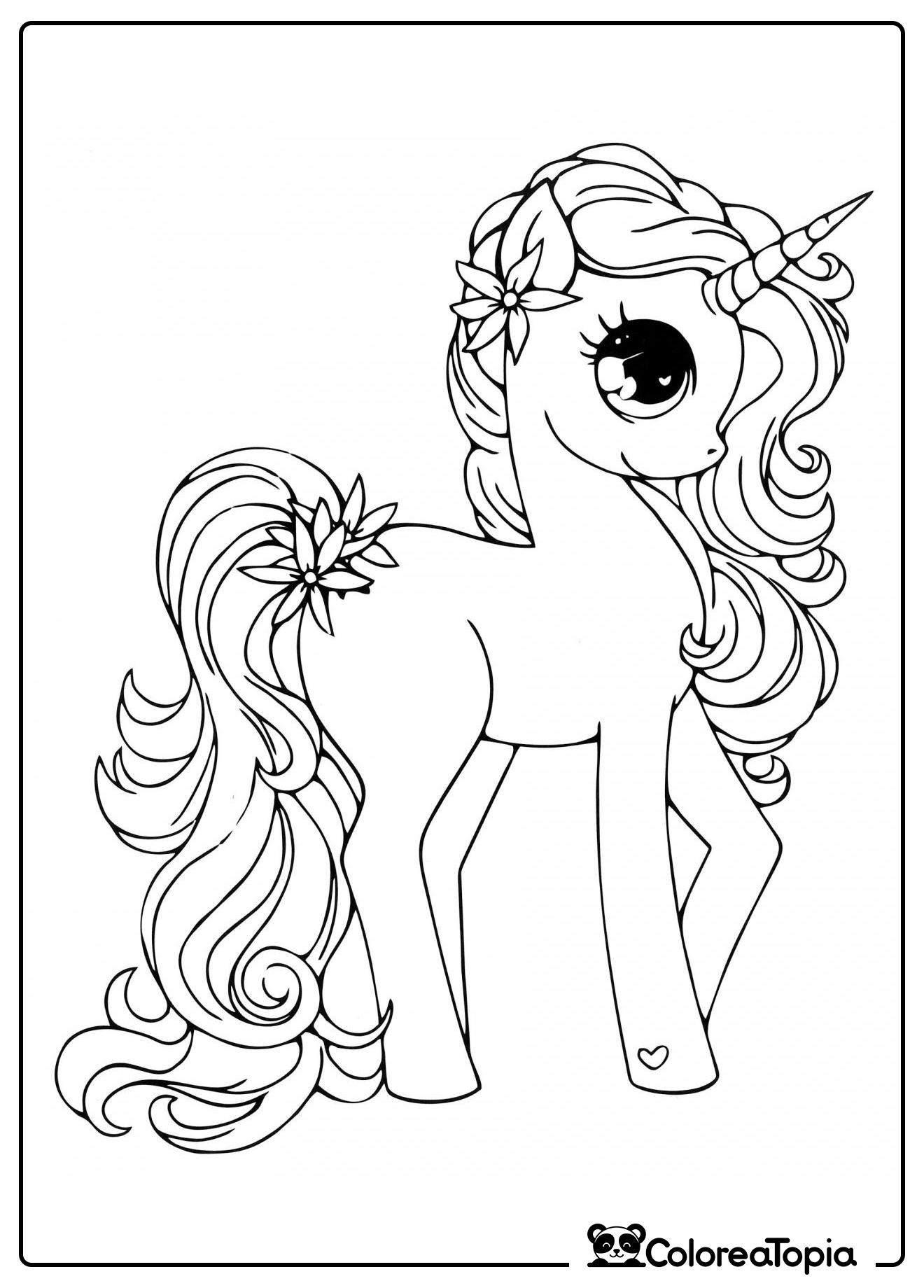 Hermosa unicornio - dibujo para colorear