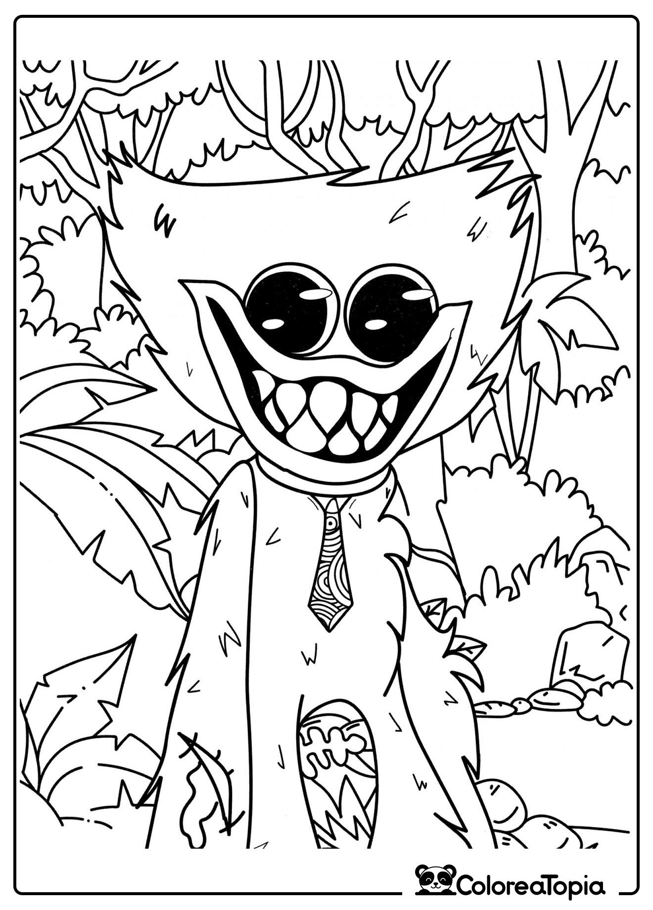 Huggy Wuggy en el bosque - dibujo para colorear