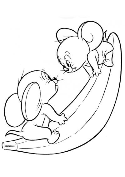 Jerry y Taffy en un plátano