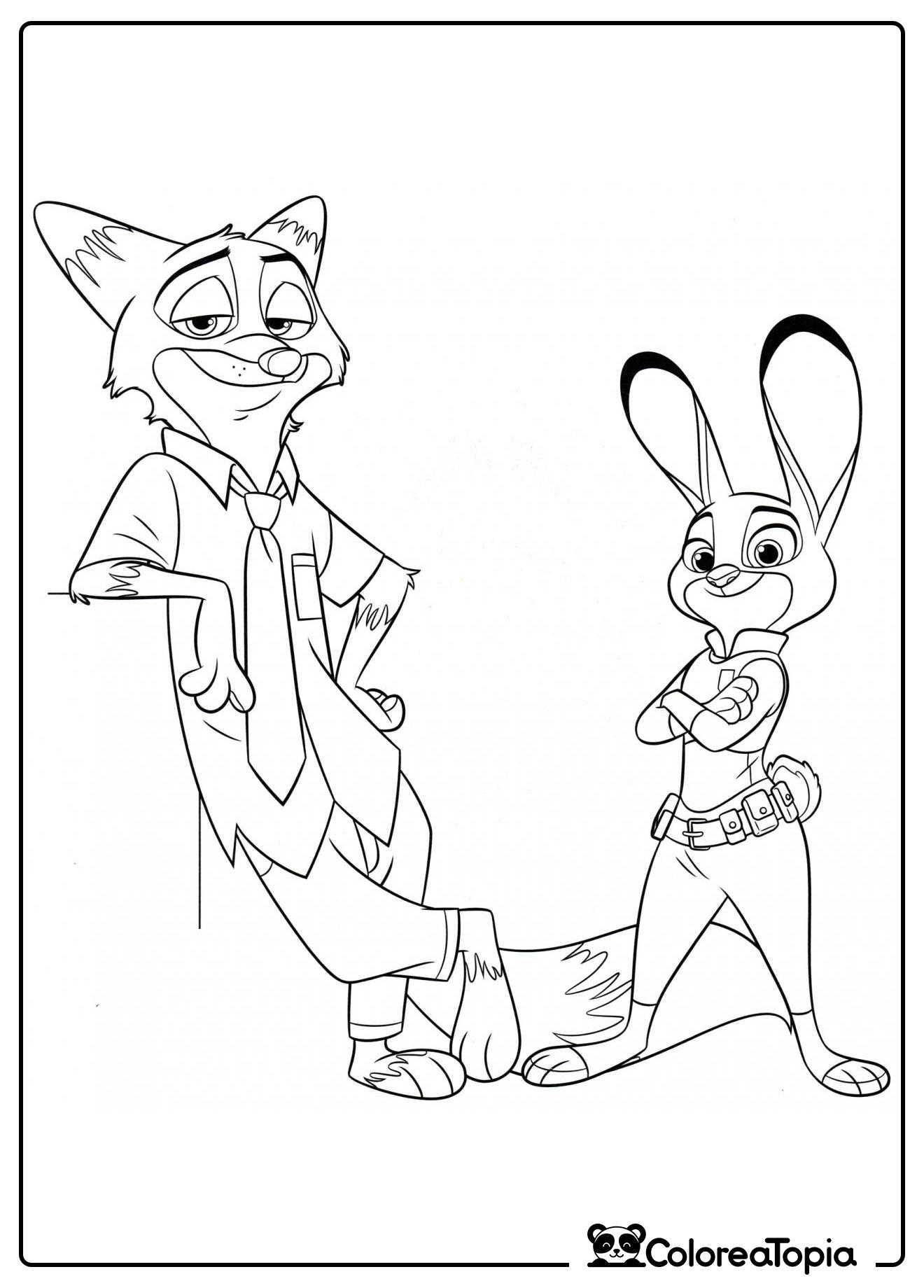 Judy y Nick - dibujo para colorear