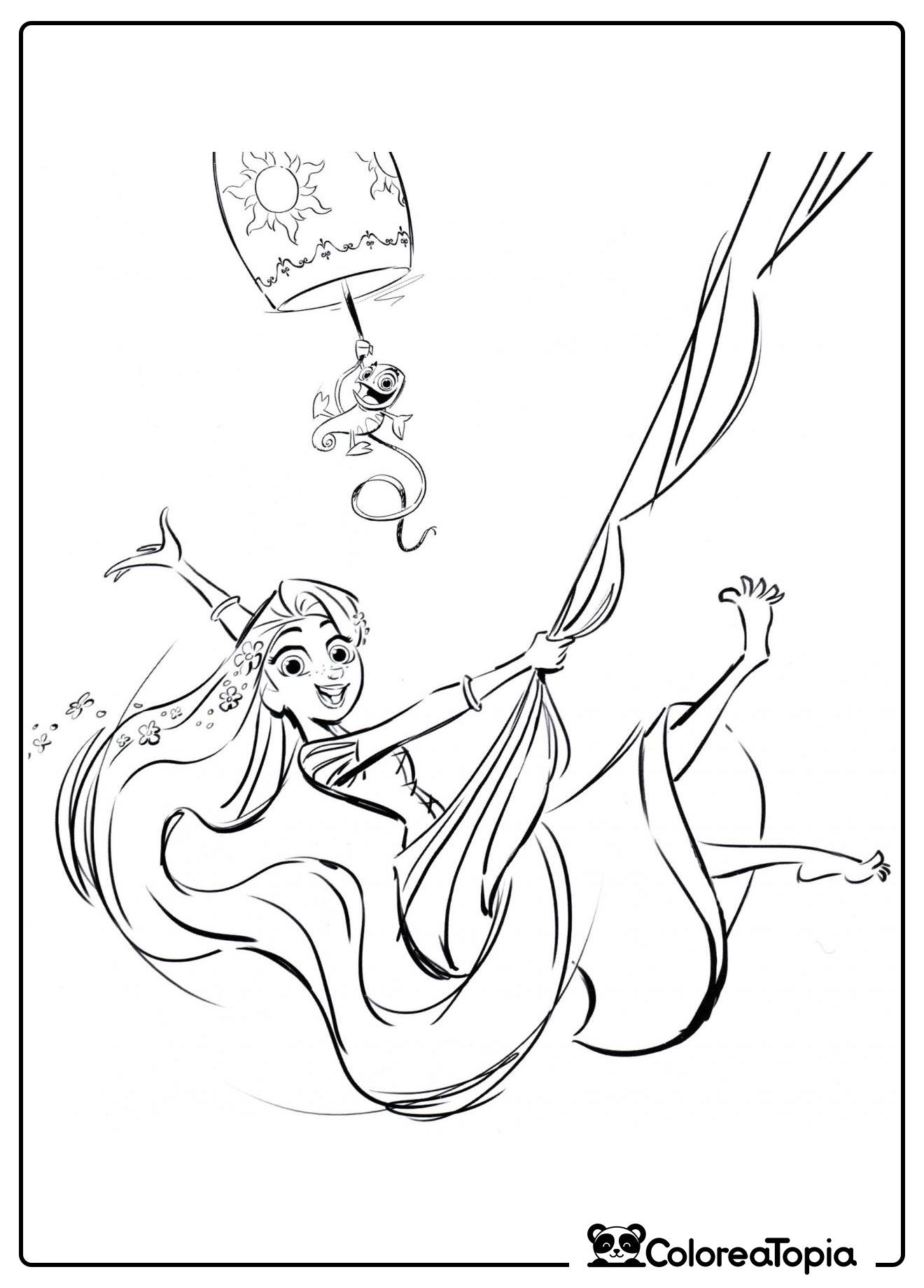 La princesa Rapunzel divertida - dibujo para colorear