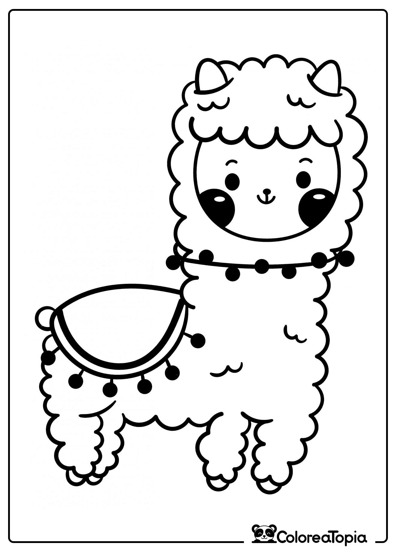 Lama en un hermoso atuendo - dibujo para colorear