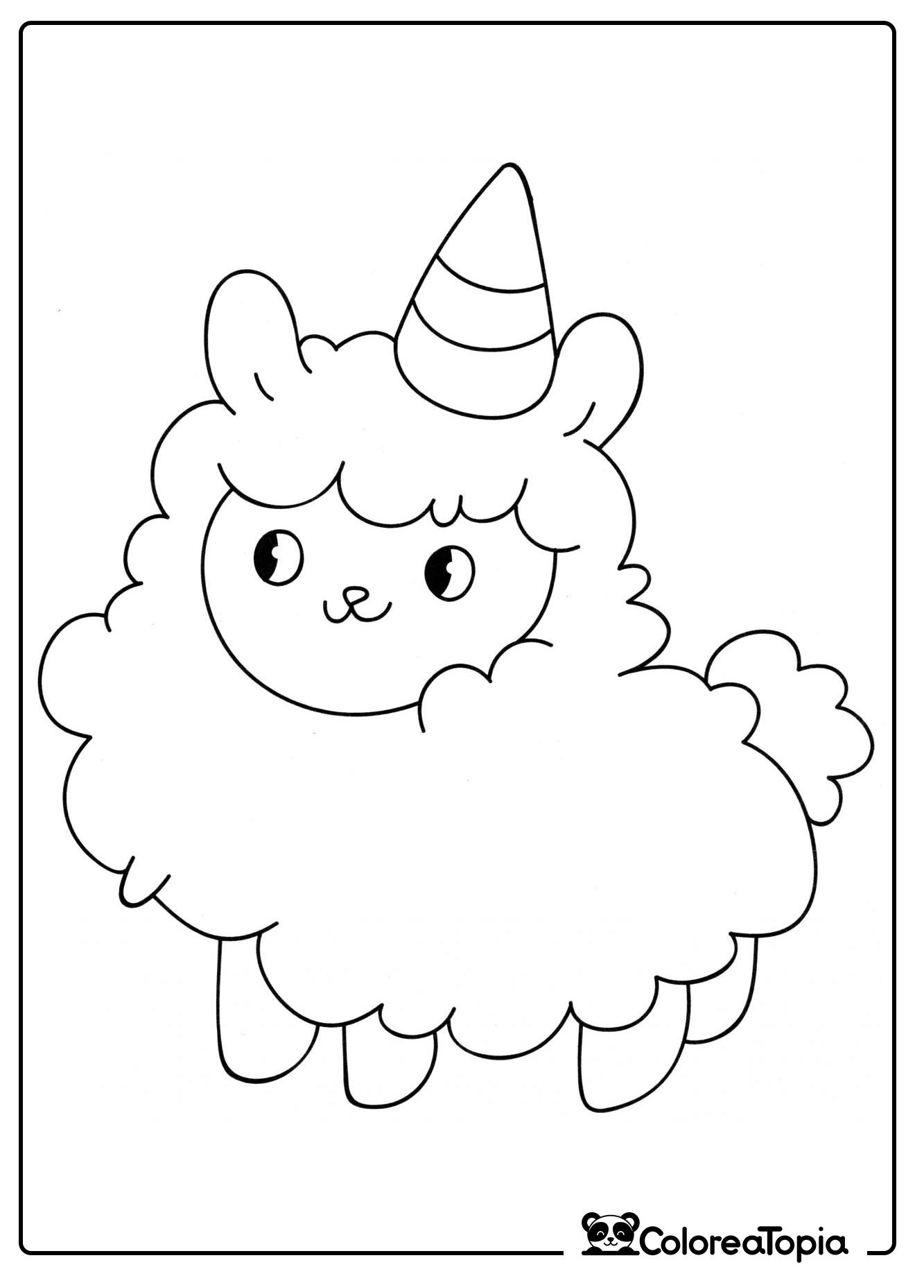 Llama con gorro - dibujo para colorear